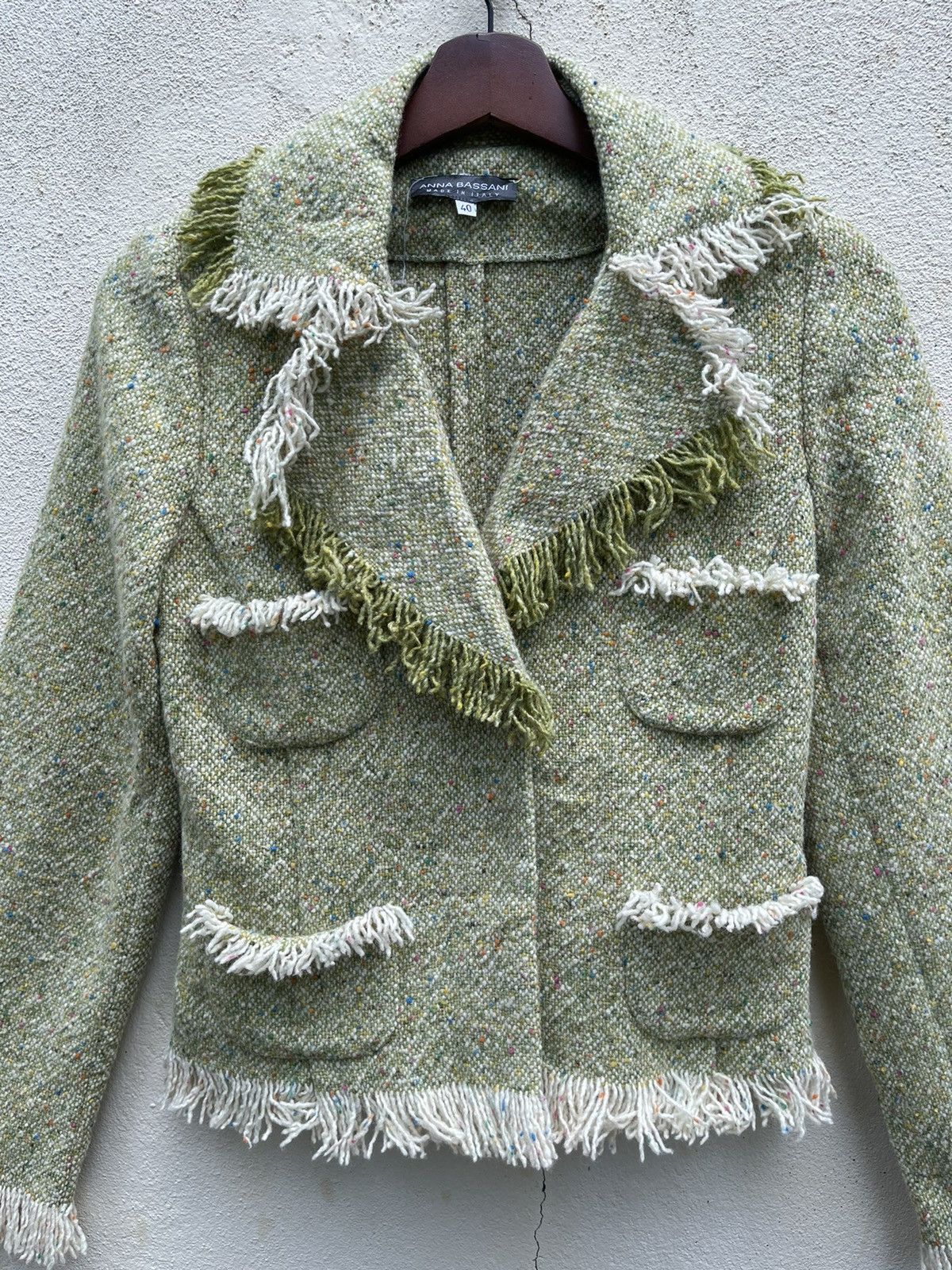 Vintage Vintage Anna Bassani Italian Wool Tweed Jacket Size S / US 4 / IT 40 - 3 Thumbnail
