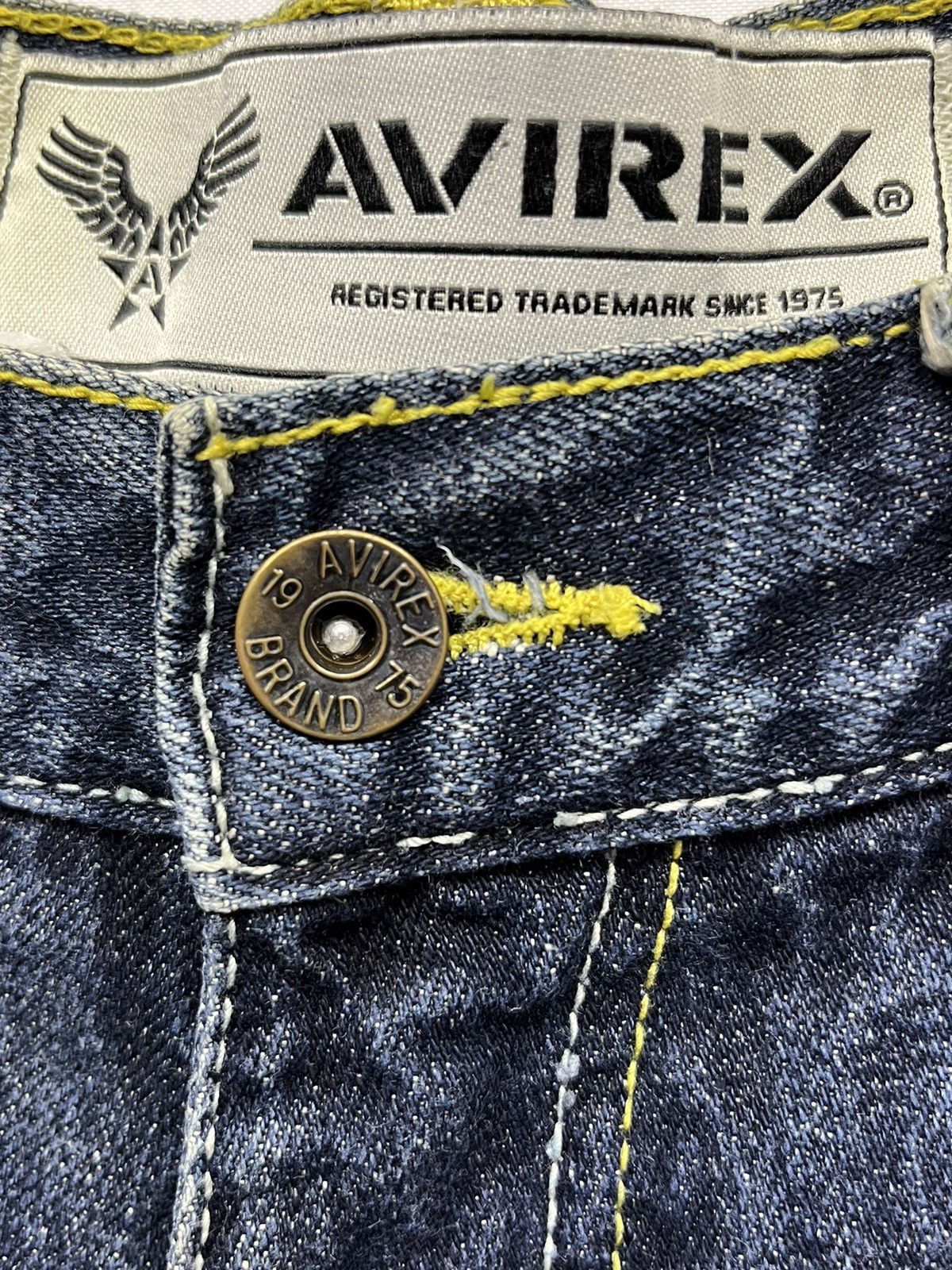 Avirex 🔥Embroidery Tattoo Design Cobra Sword Roses Baggy Fit Denim Size US 33 - 9 Thumbnail