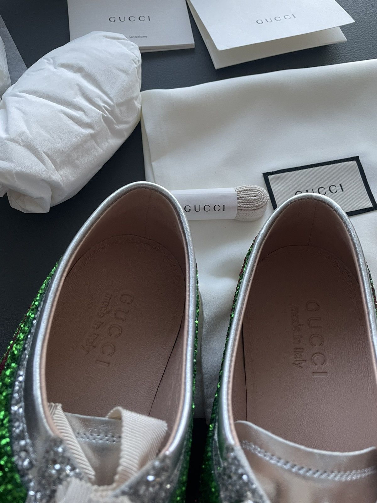 Gucci Super Runway LimitedEdition Crystal Diamond Leather Sneaker Size US 7.5 / EU 40-41 - 20 Thumbnail