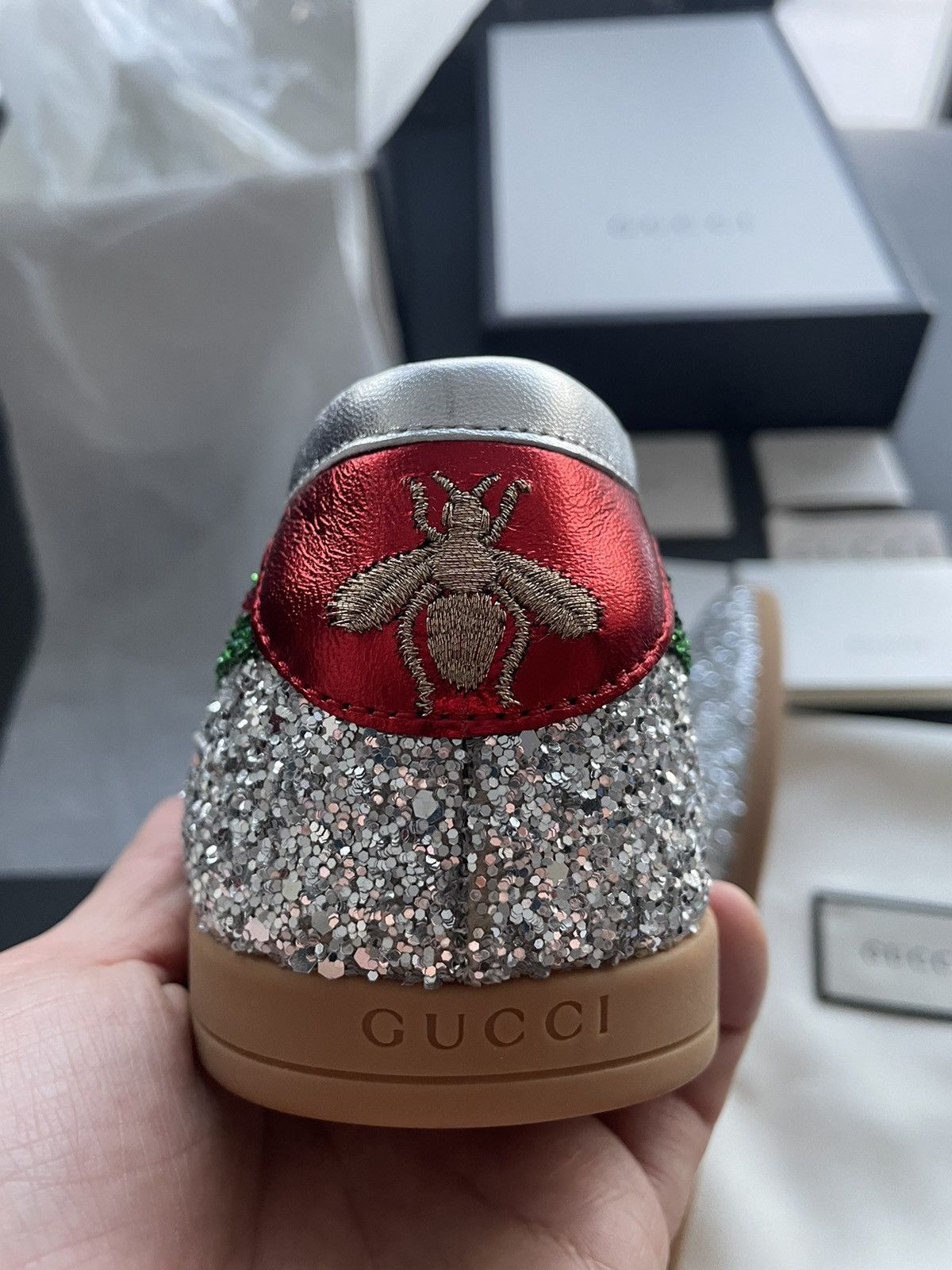 Gucci Super Runway LimitedEdition Crystal Diamond Leather Sneaker Size US 8 / EU 41 - 5 Thumbnail