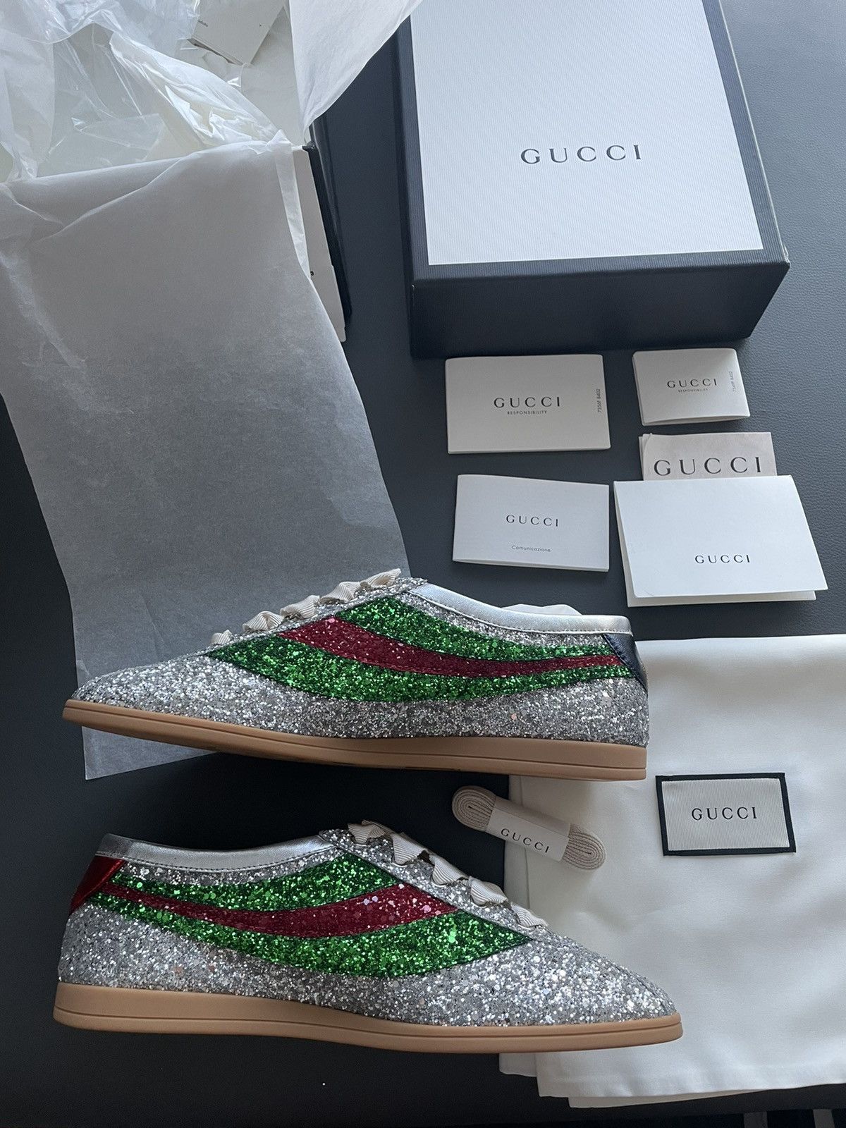 Gucci Super Runway LimitedEdition Crystal Diamond Leather Sneaker Size US 8 / EU 41 - 2 Thumbnail