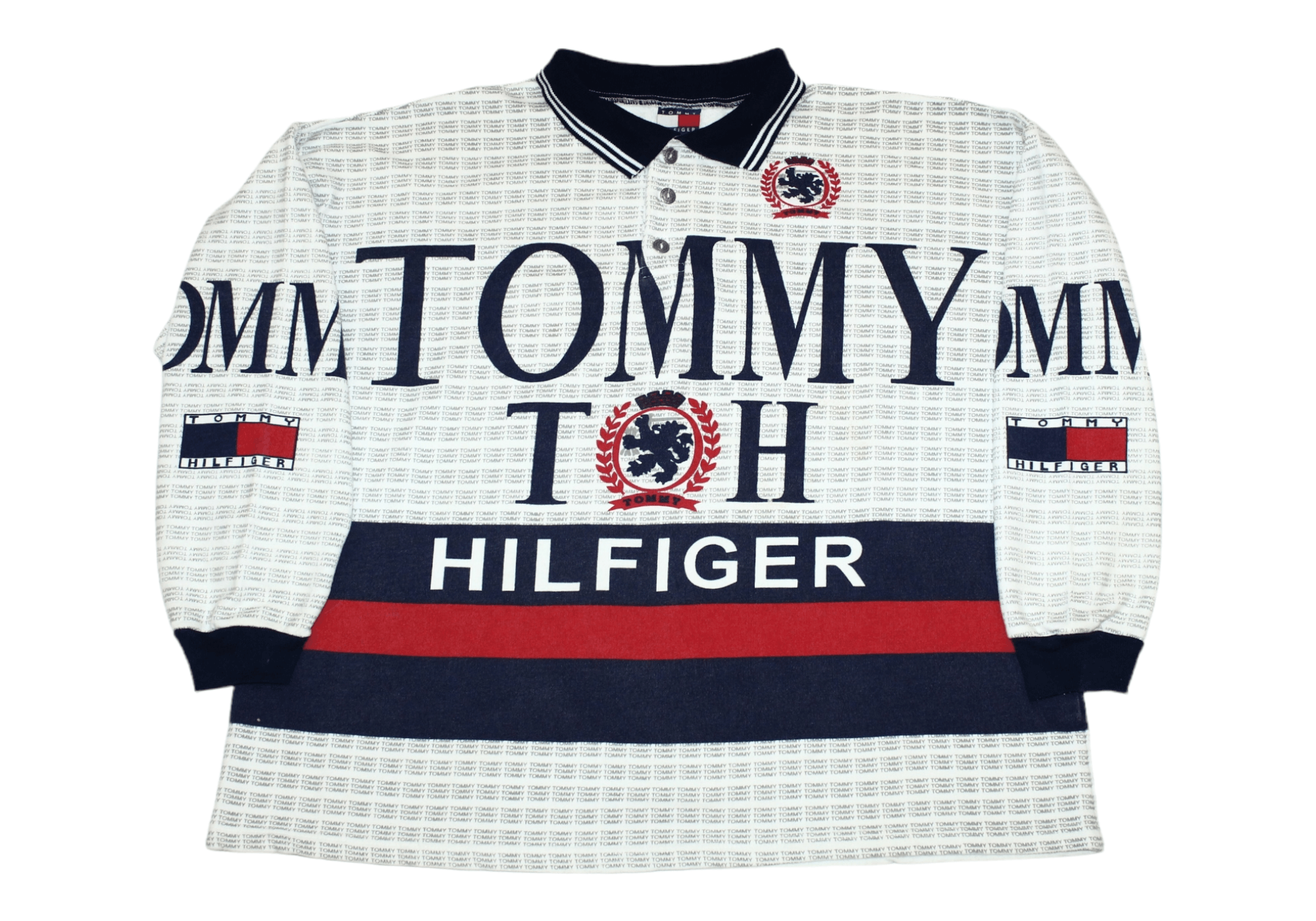 Tommy Hilfiger OG💥Tommy Hilfiger Big Logo All Over Printed Baggy Polo Size US L / EU 52-54 / 3 - 1 Thumbnail