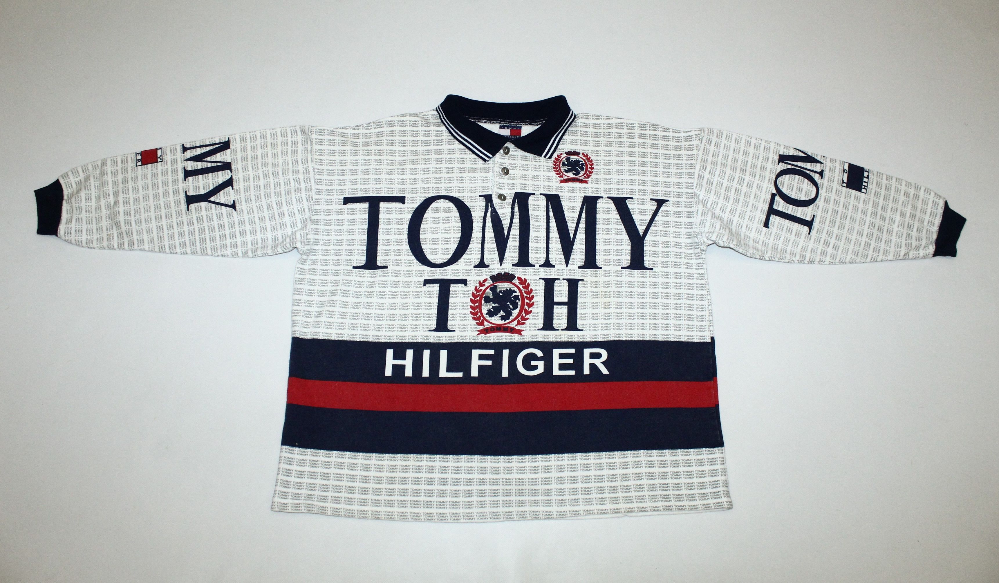 Tommy Hilfiger OG💥Tommy Hilfiger Big Logo All Over Printed Baggy Polo Size US L / EU 52-54 / 3 - 8 Thumbnail