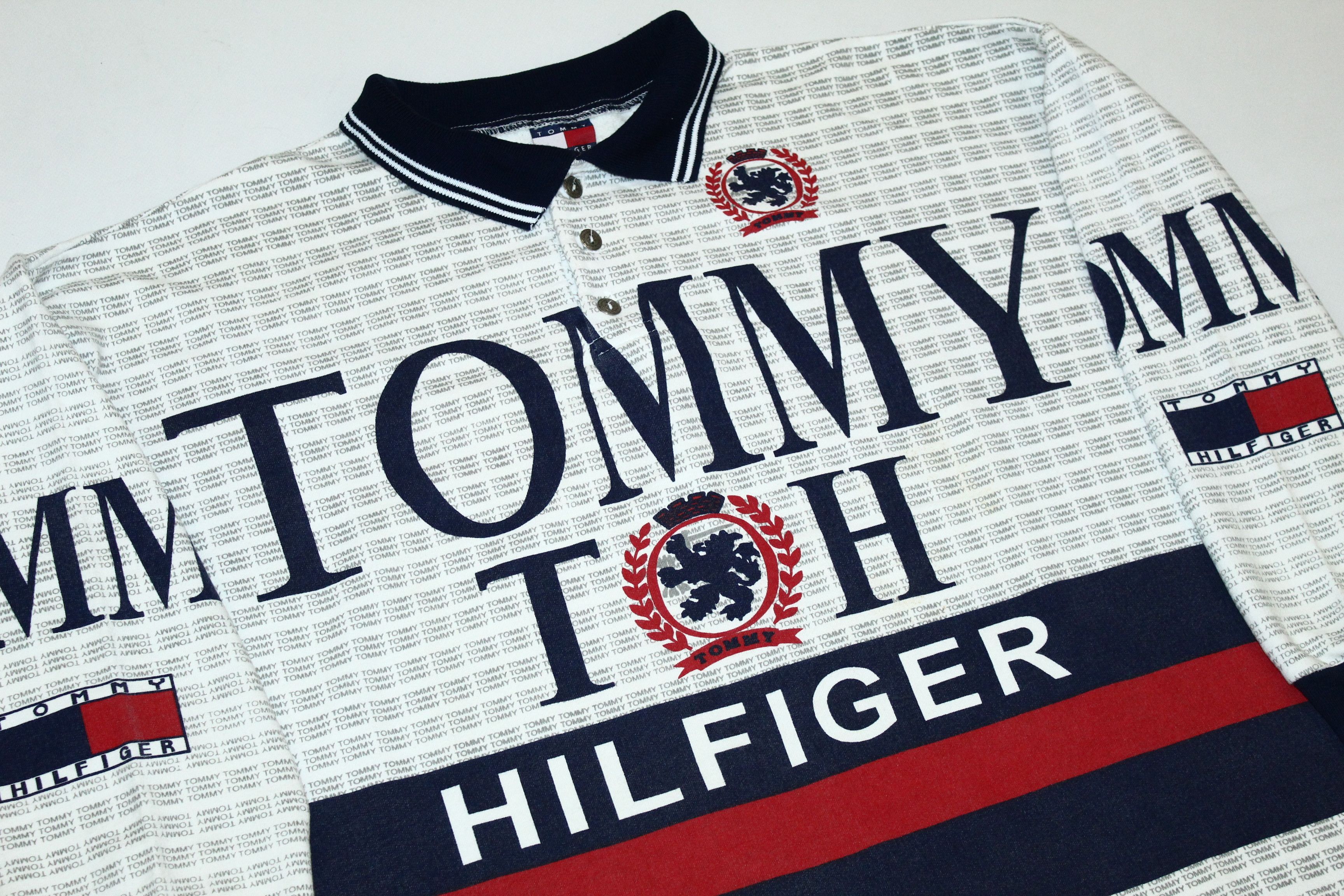 Tommy Hilfiger OG💥Tommy Hilfiger Big Logo All Over Printed Baggy Polo Size US L / EU 52-54 / 3 - 6 Thumbnail