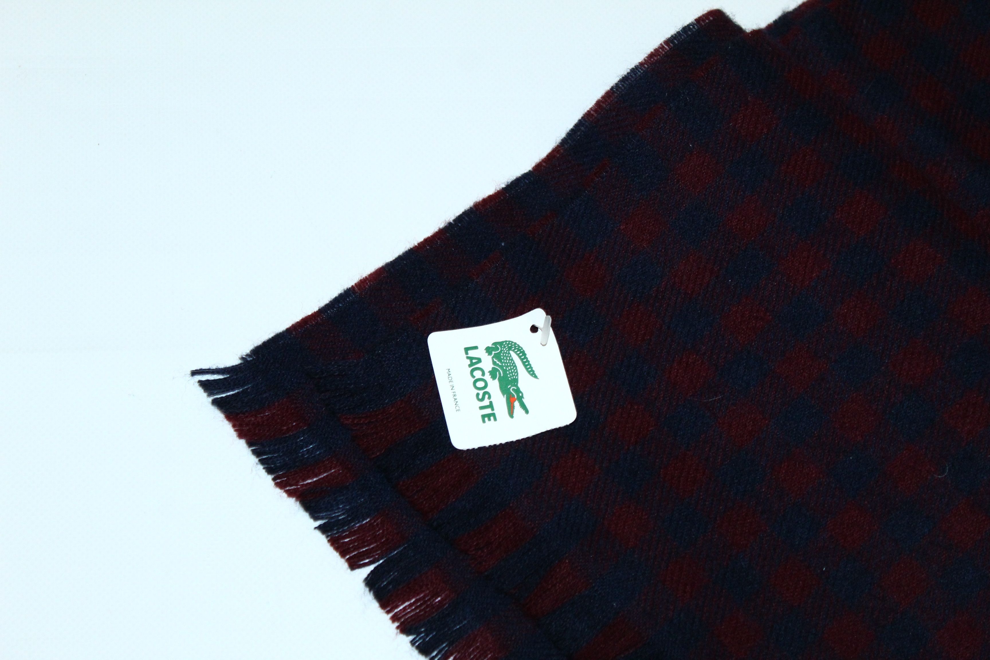 Lacoste VTG 🔥Chemise Lacoste Checkered Wool Blend Scarf Size ONE SIZE - 3 Thumbnail