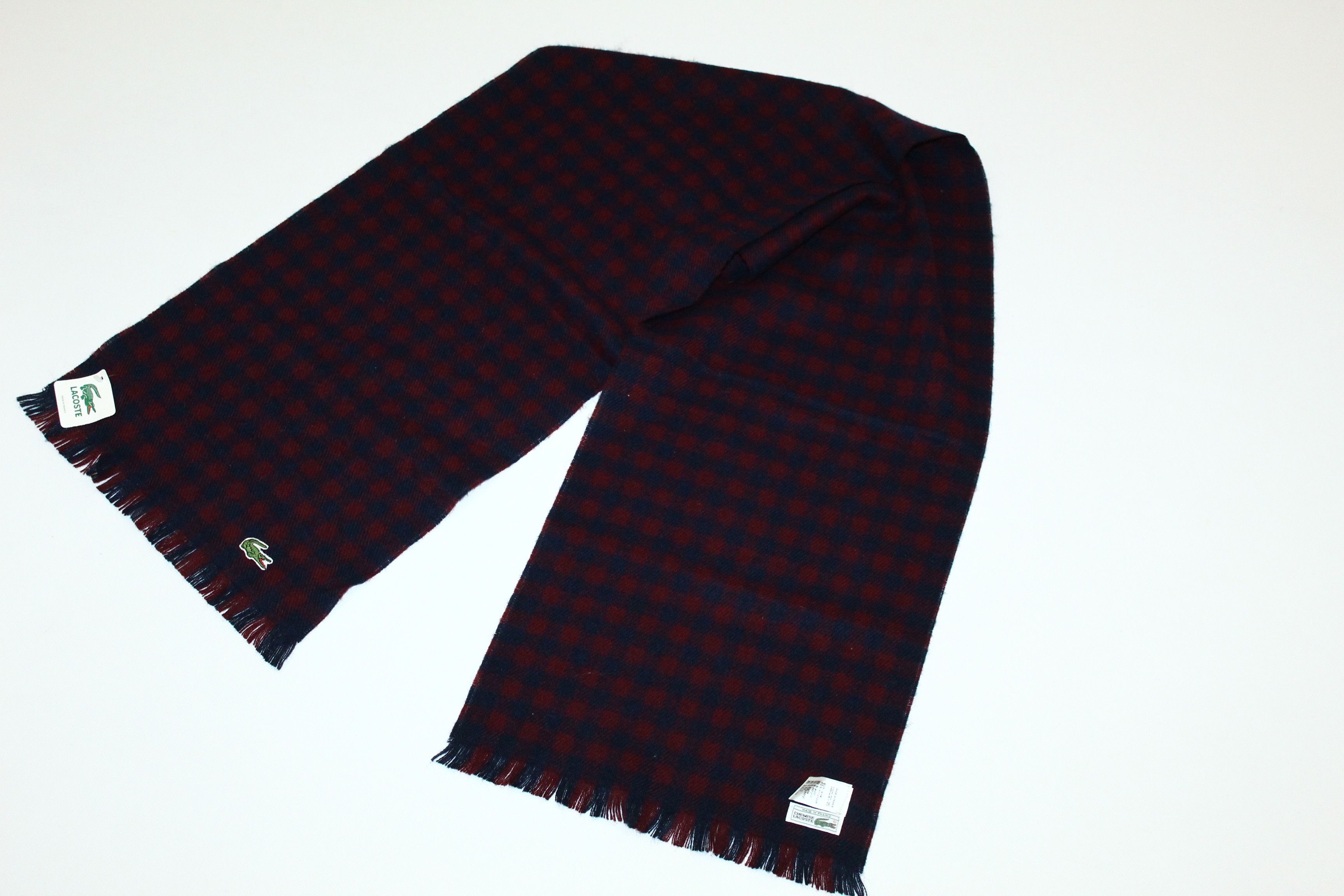 Lacoste VTG 🔥Chemise Lacoste Checkered Wool Blend Scarf Size ONE SIZE - 5 Thumbnail