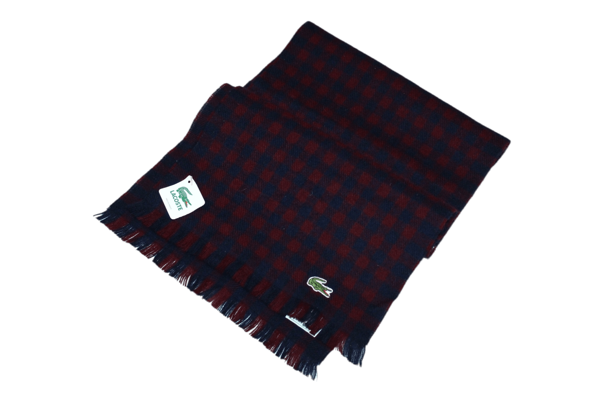 Lacoste VTG 🔥Chemise Lacoste Checkered Wool Blend Scarf Size ONE SIZE - 1 Thumbnail