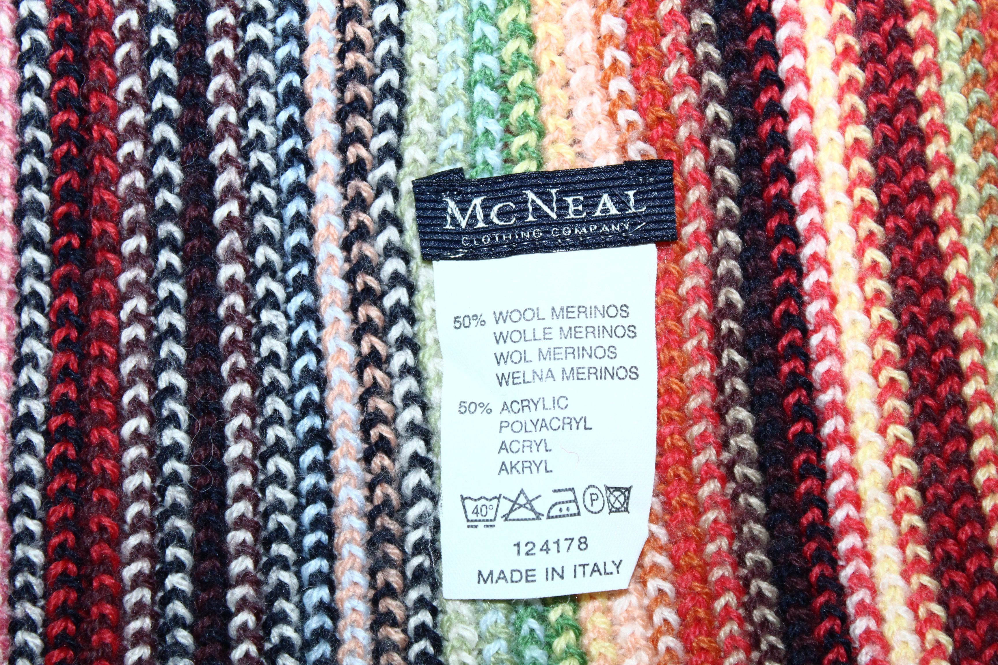 Homespun Knitwear 80s Rare Vtg Mc Neal Coloured Hand Knitted Wool Blend Scarf Size ONE SIZE - 2 Thumbnail