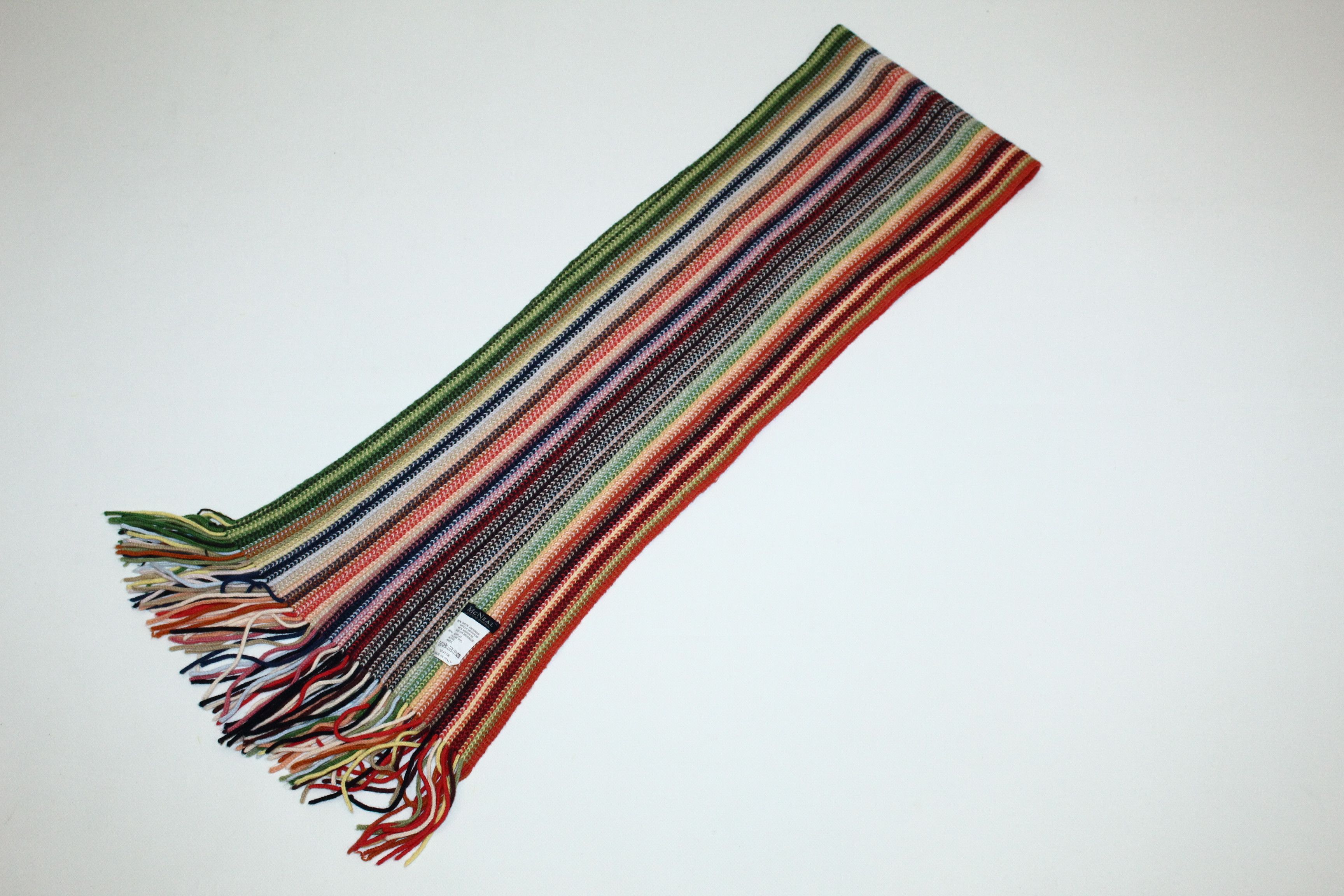 Homespun Knitwear 80s Rare Vtg Mc Neal Coloured Hand Knitted Wool Blend Scarf Size ONE SIZE - 4 Thumbnail