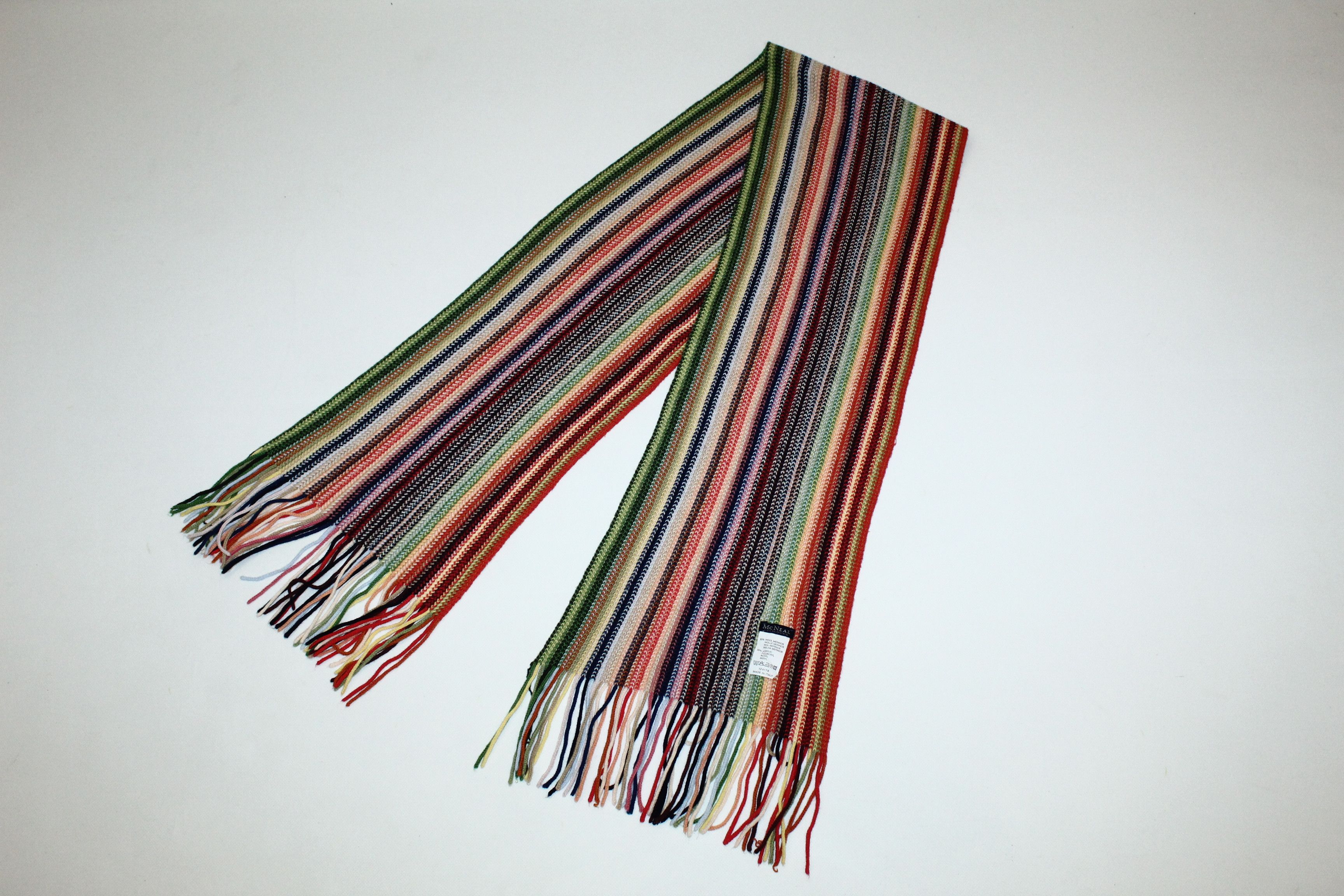 Homespun Knitwear 80s Rare Vtg Mc Neal Coloured Hand Knitted Wool Blend Scarf Size ONE SIZE - 3 Thumbnail