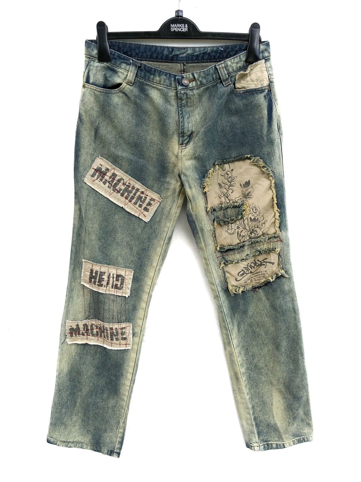 image of Hysteric Glamour x Kurt Cobain Gun Wolf Distressed Kurt Cobain Style in Blue Distressed (Size 29)