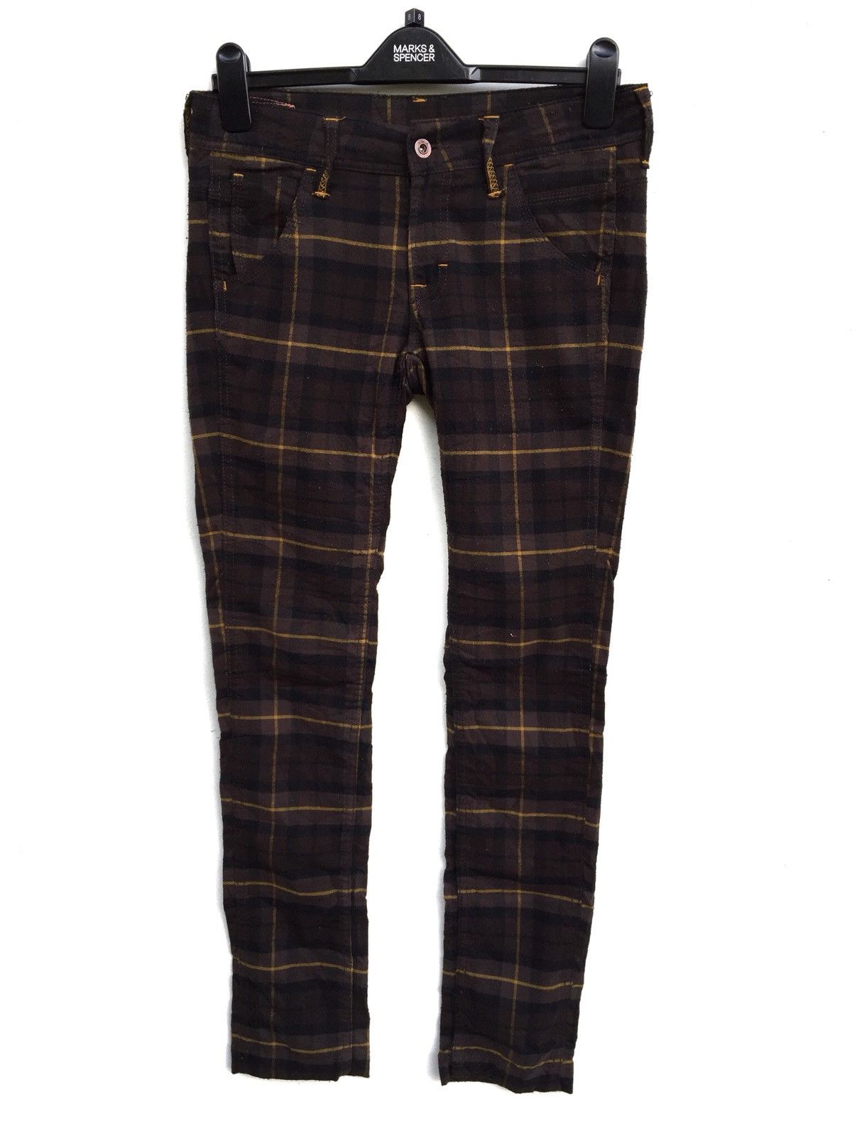 image of Designer Betty Smiths Checkered Tartan Trousers Pants, Men's (Size 29)