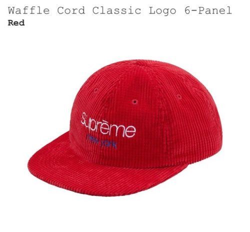 Supreme Waffle Cord Classic Logo 6 Panel Hat Red | Grailed