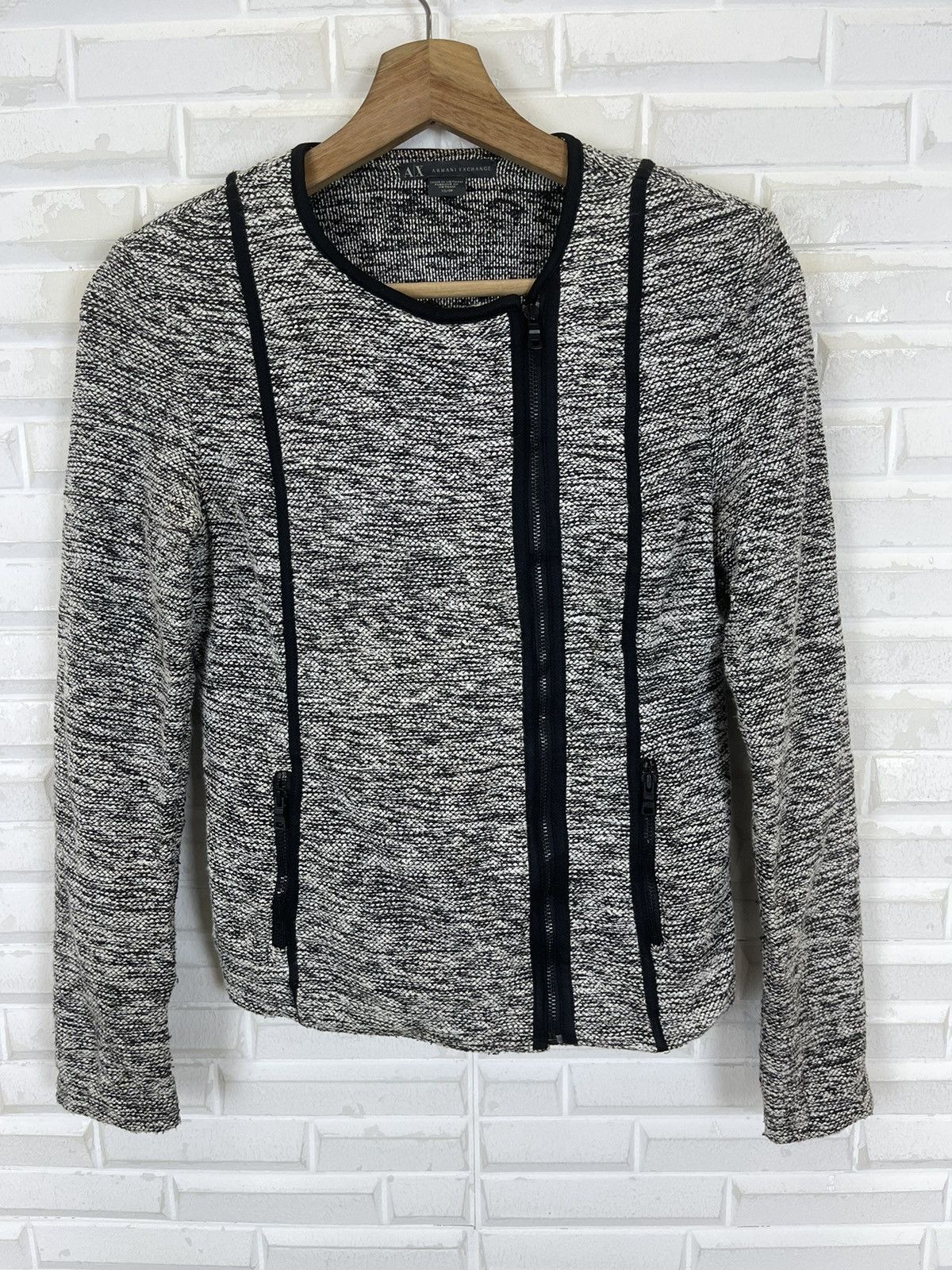Armani Exchange A/X- Armani Exchange Wool Tweed Jacket Cropped Size S / US 4 / IT 40 - 2 Thumbnail