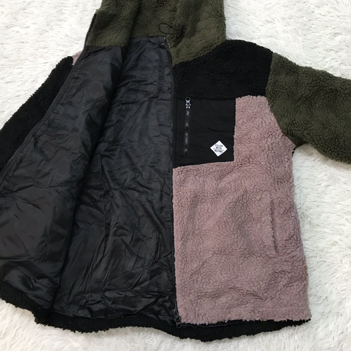 Japanese Brand Block Colour Deep Pile Style Jacket Hoodie Size US L / EU 52-54 / 3 - 14 Thumbnail