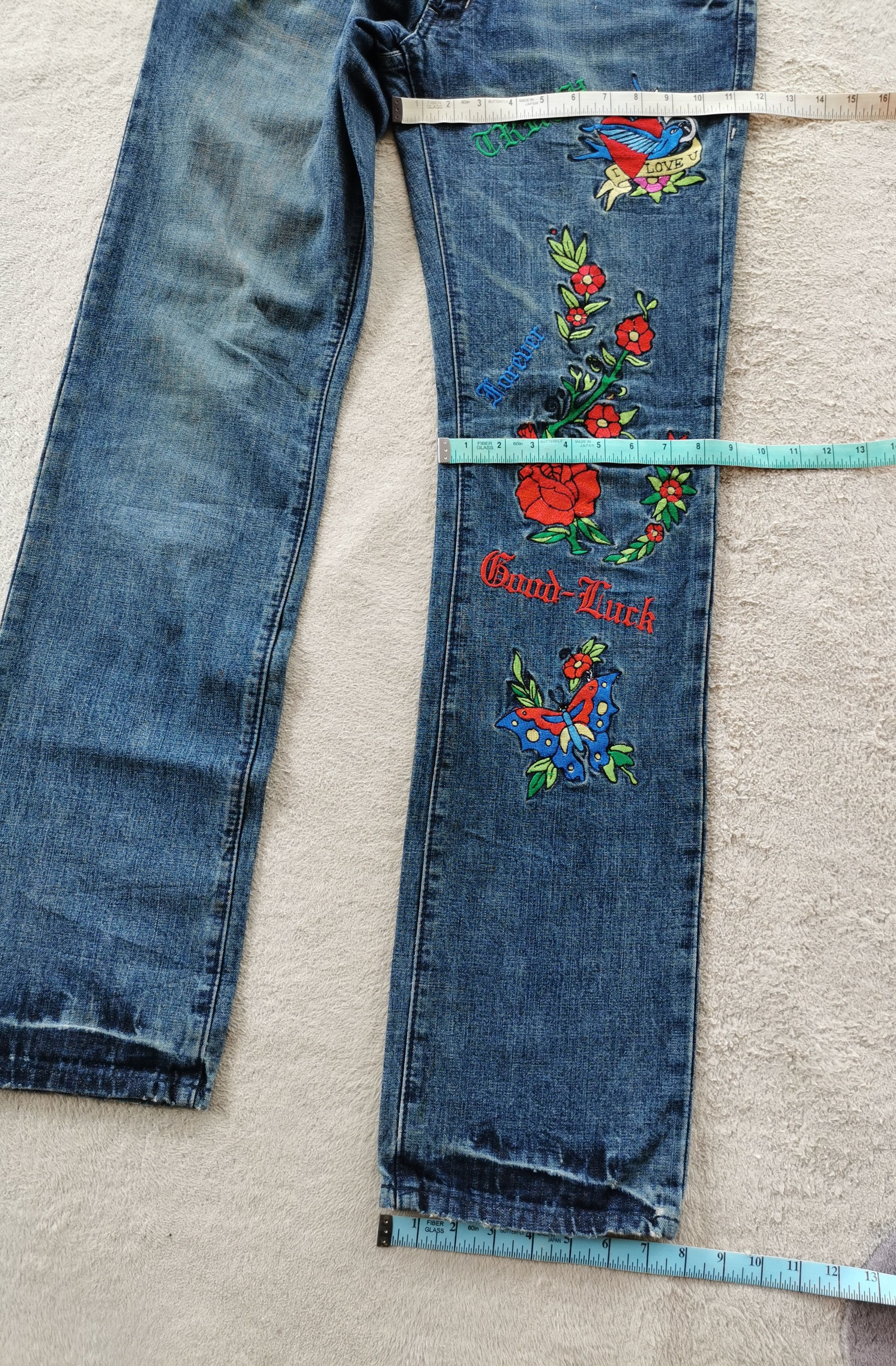 Proleta Re Art Daily News Japan Flowers Tattoo Style Jeans Size US 32 / EU 48 - 9 Thumbnail