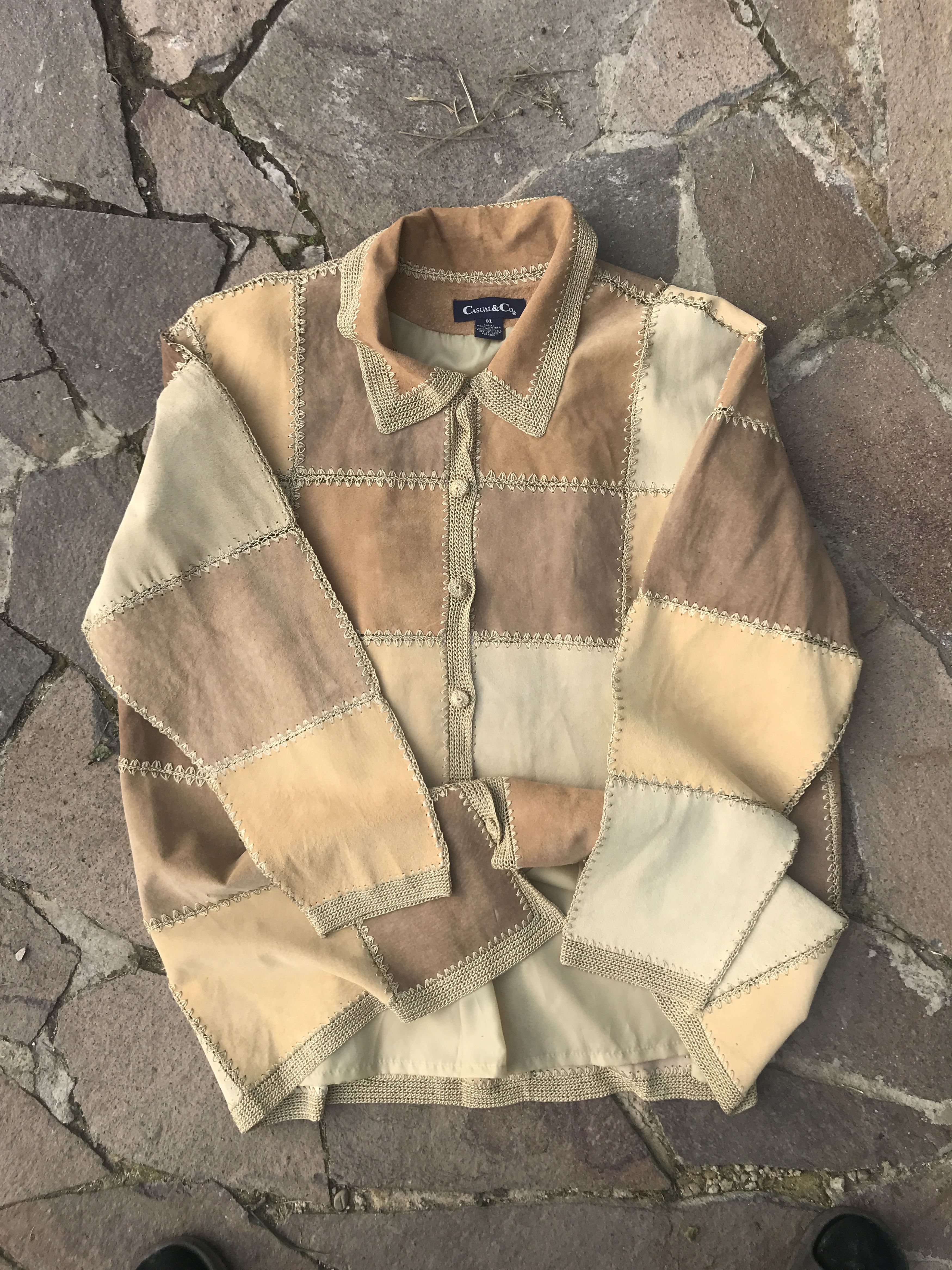 Vintage Patchwork Leather Jacket Y2K