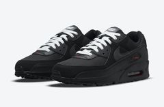 Nike Air Max 90 Premium Leather Mens Sz 9.5 Black/Black/White 700155-015