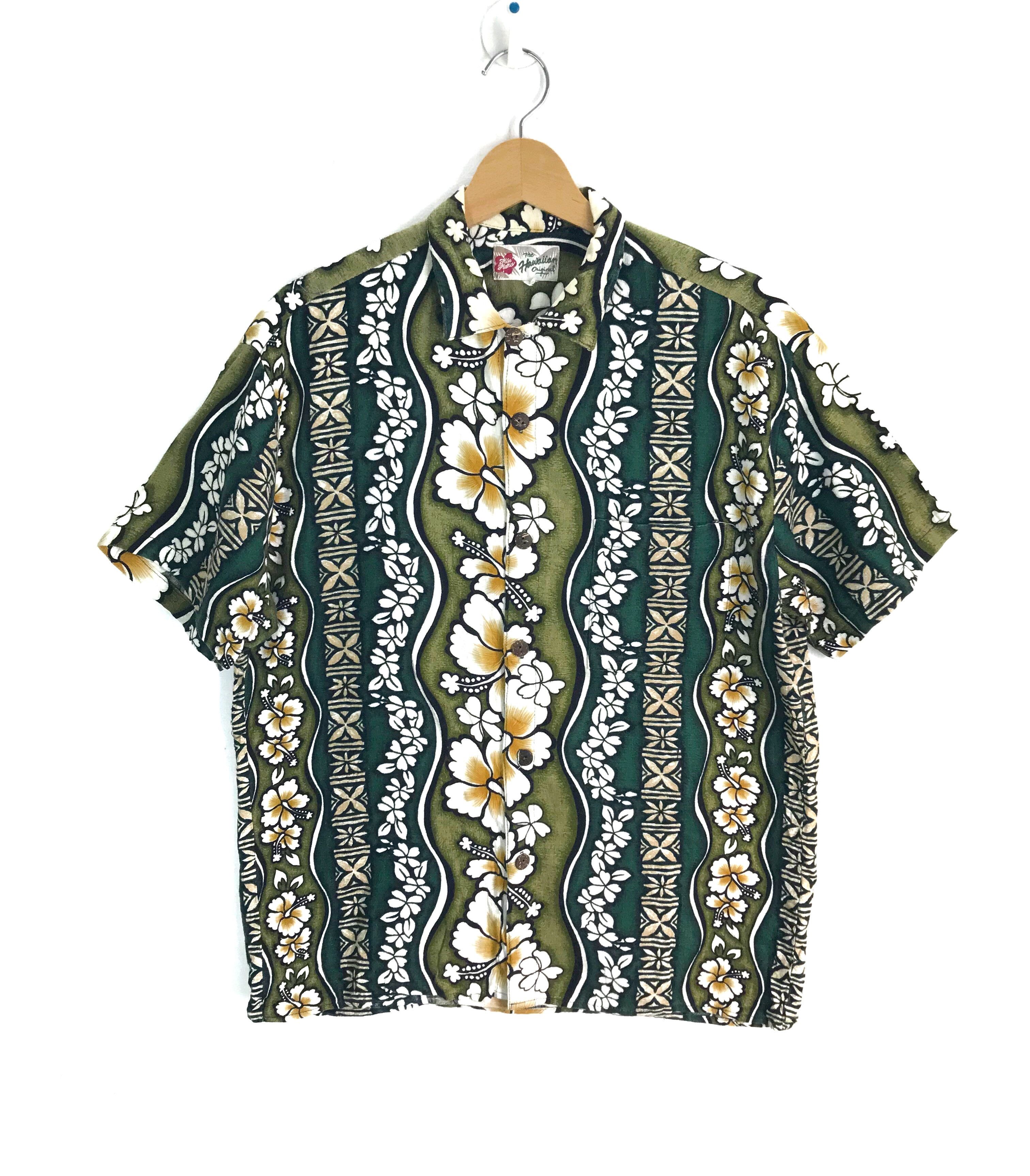 Hysteric Glamour Vintage Hawaiian Green Striped Floral Hawaiian Shirt Size US M / EU 48-50 / 2 - 1 Thumbnail