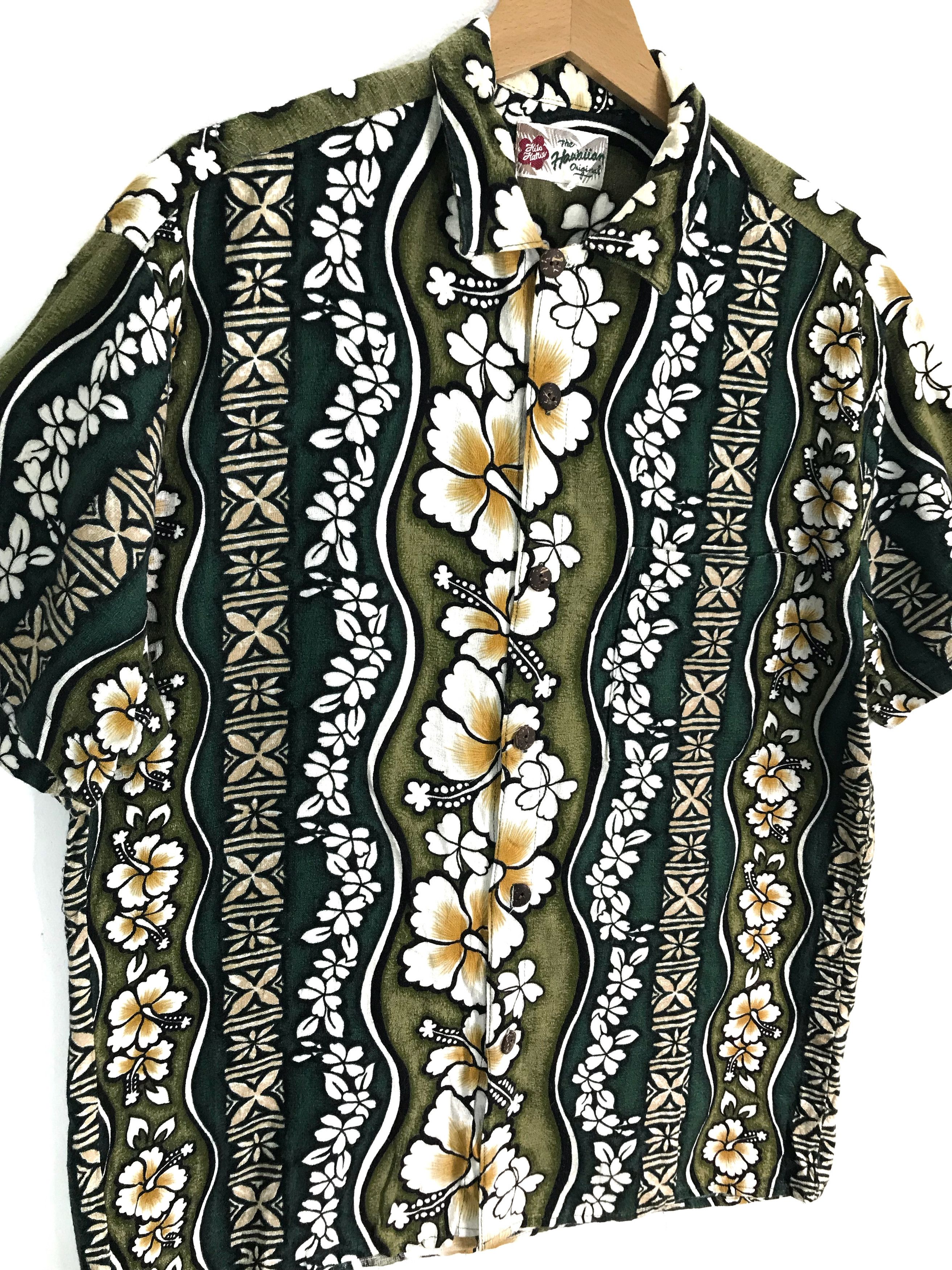 Hysteric Glamour Vintage Hawaiian Green Striped Floral Hawaiian Shirt Size US M / EU 48-50 / 2 - 2 Thumbnail
