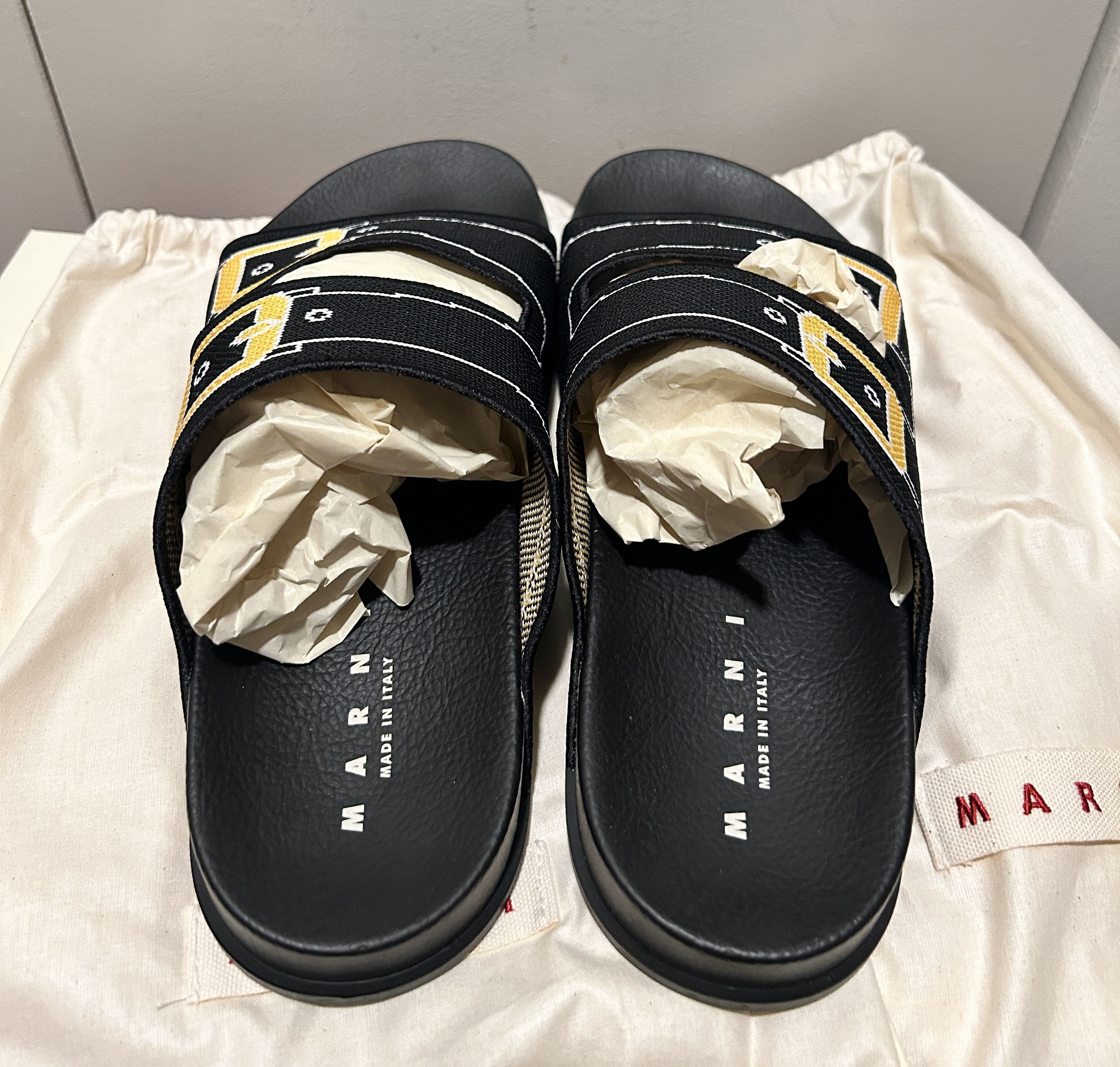 Marni Marni printed buckle slides knit - black Size US 7 / EU 40 - 3 Thumbnail