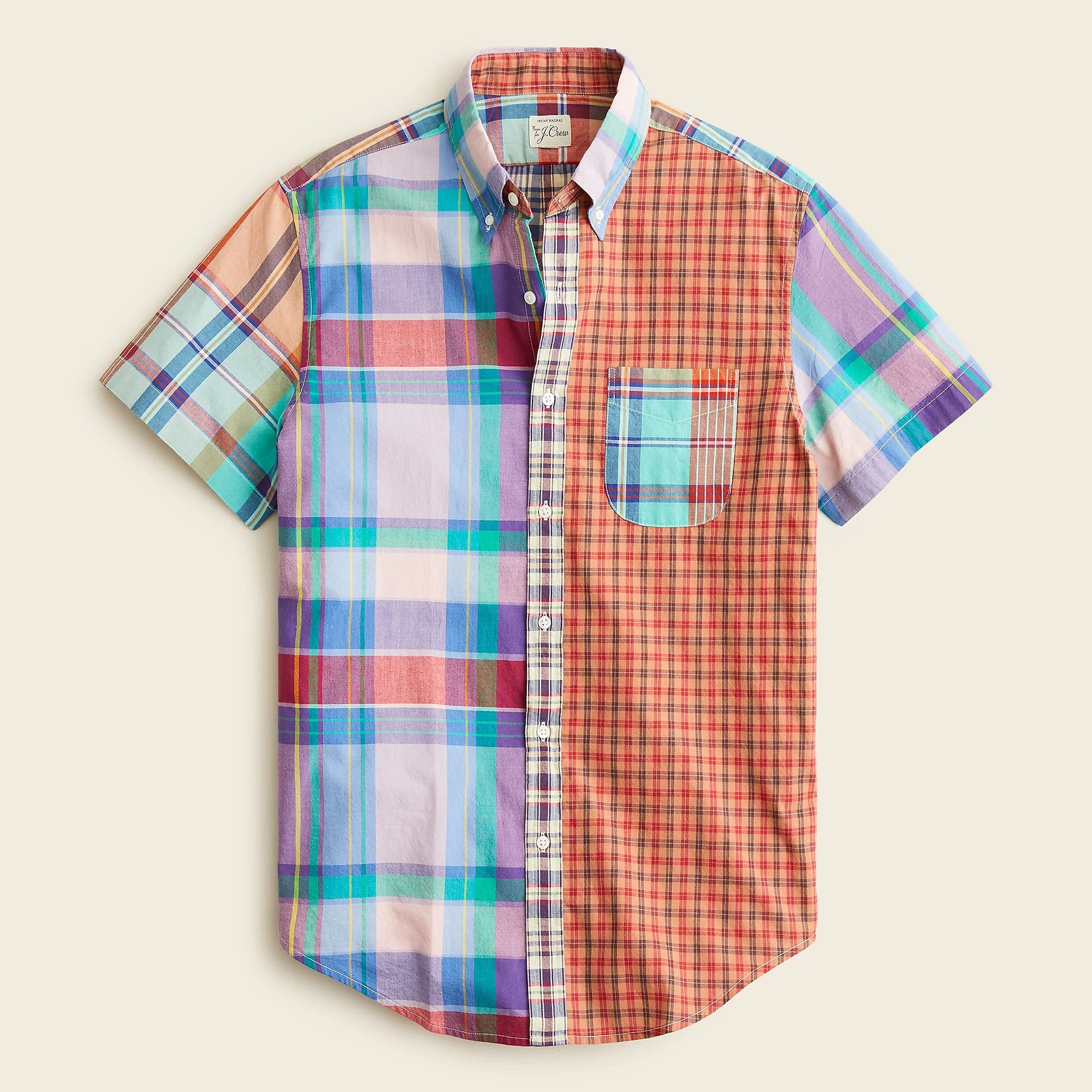 J.Crew J Crew Indian Madras Mixed Plaid Color Block Shirt - L - NWT Size US L / EU 52-54 / 3 - 1 Thumbnail