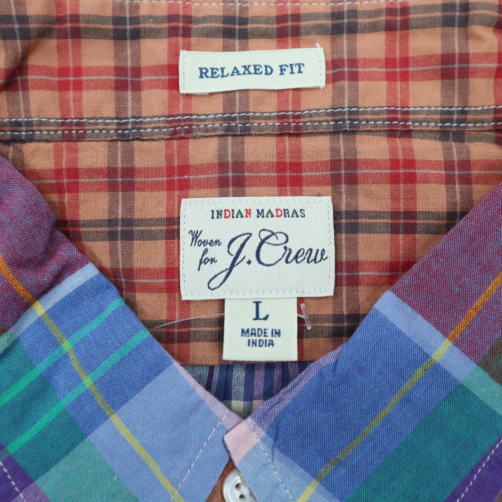 J.Crew J Crew Indian Madras Mixed Plaid Color Block Shirt - L - NWT Size US L / EU 52-54 / 3 - 6 Thumbnail