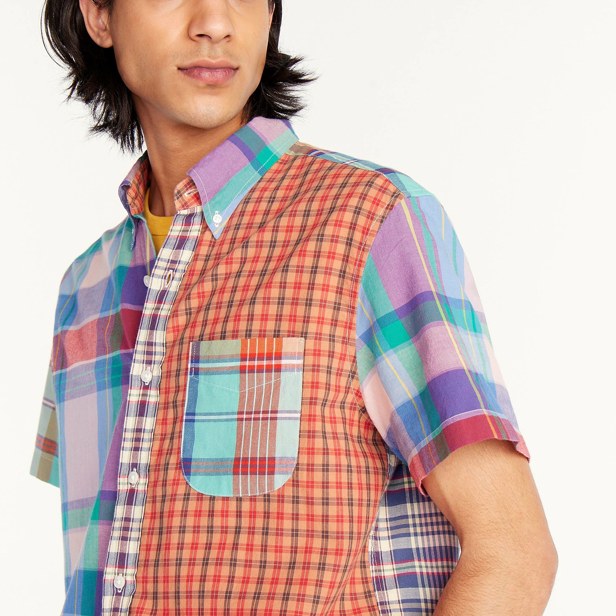 J.Crew J Crew Indian Madras Mixed Plaid Color Block Shirt - M - NWT Size US M / EU 48-50 / 2 - 5 Thumbnail