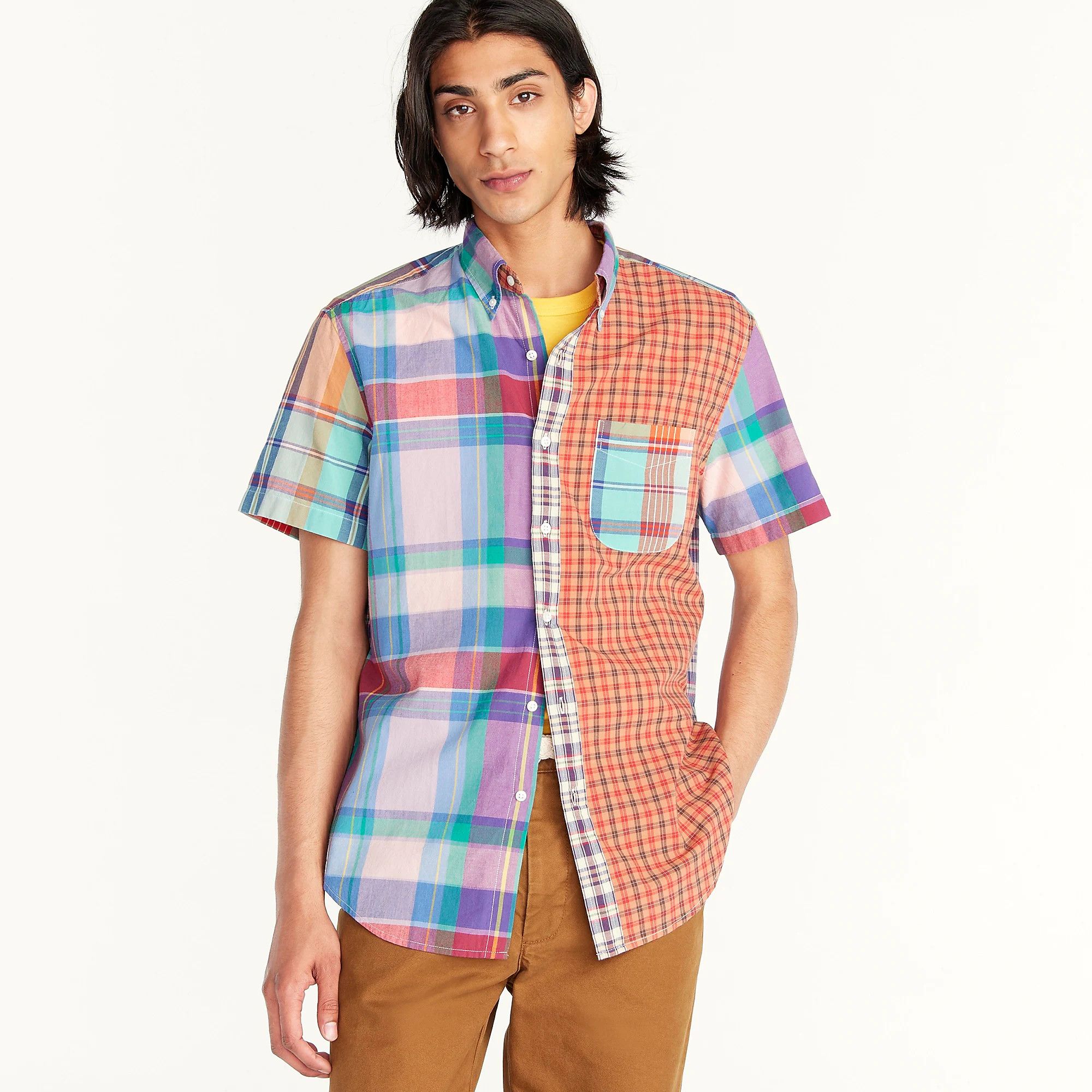 J.Crew J Crew Indian Madras Mixed Plaid Color Block Shirt - M - NWT Size US M / EU 48-50 / 2 - 2 Thumbnail