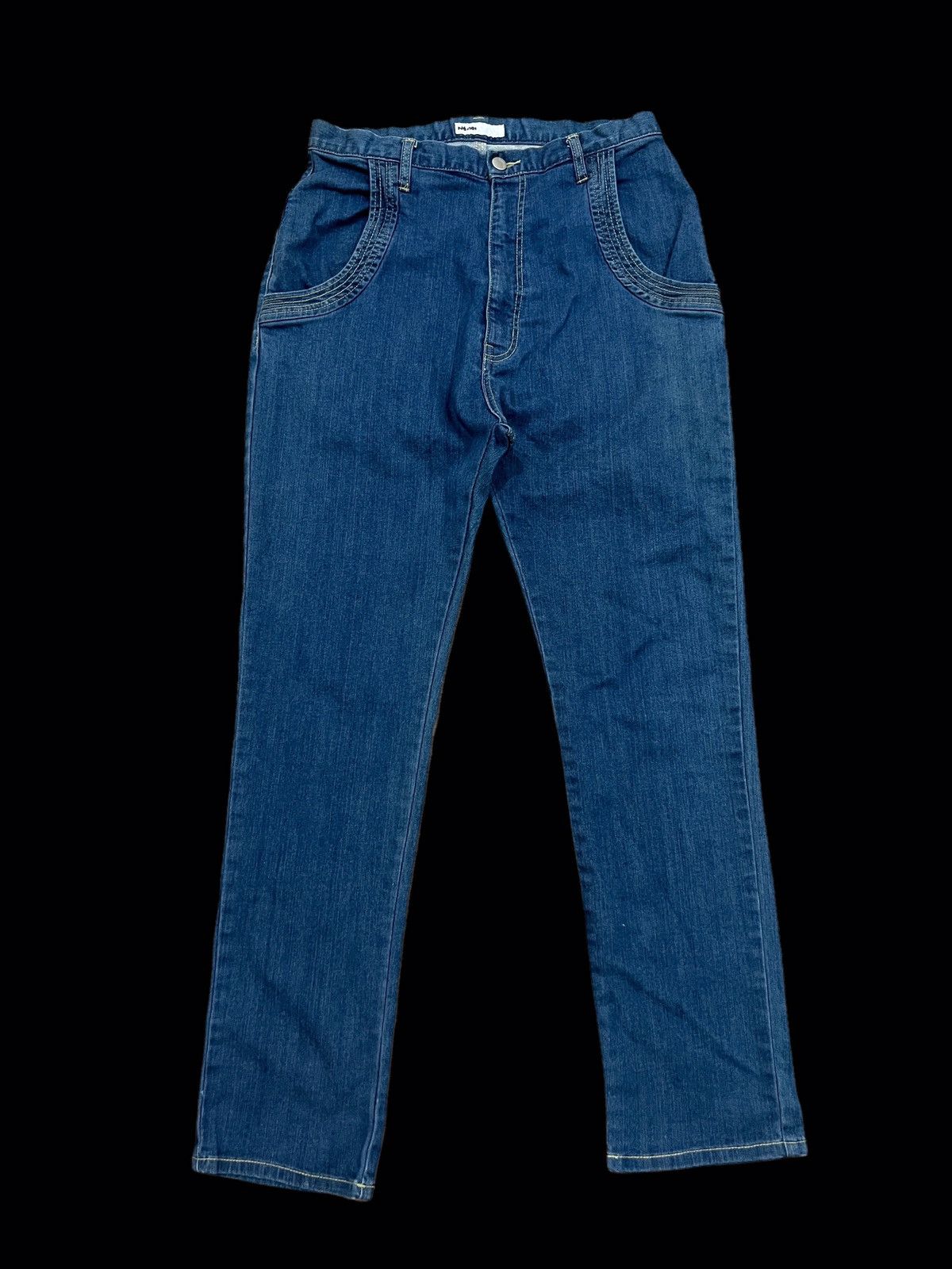 Issey Miyake × Ne-Net 🔥ISSEY MIYAKE NE NET NICE DESIGN EMBROIDERED LOGO JEANS Size 29" - 2 Thumbnail