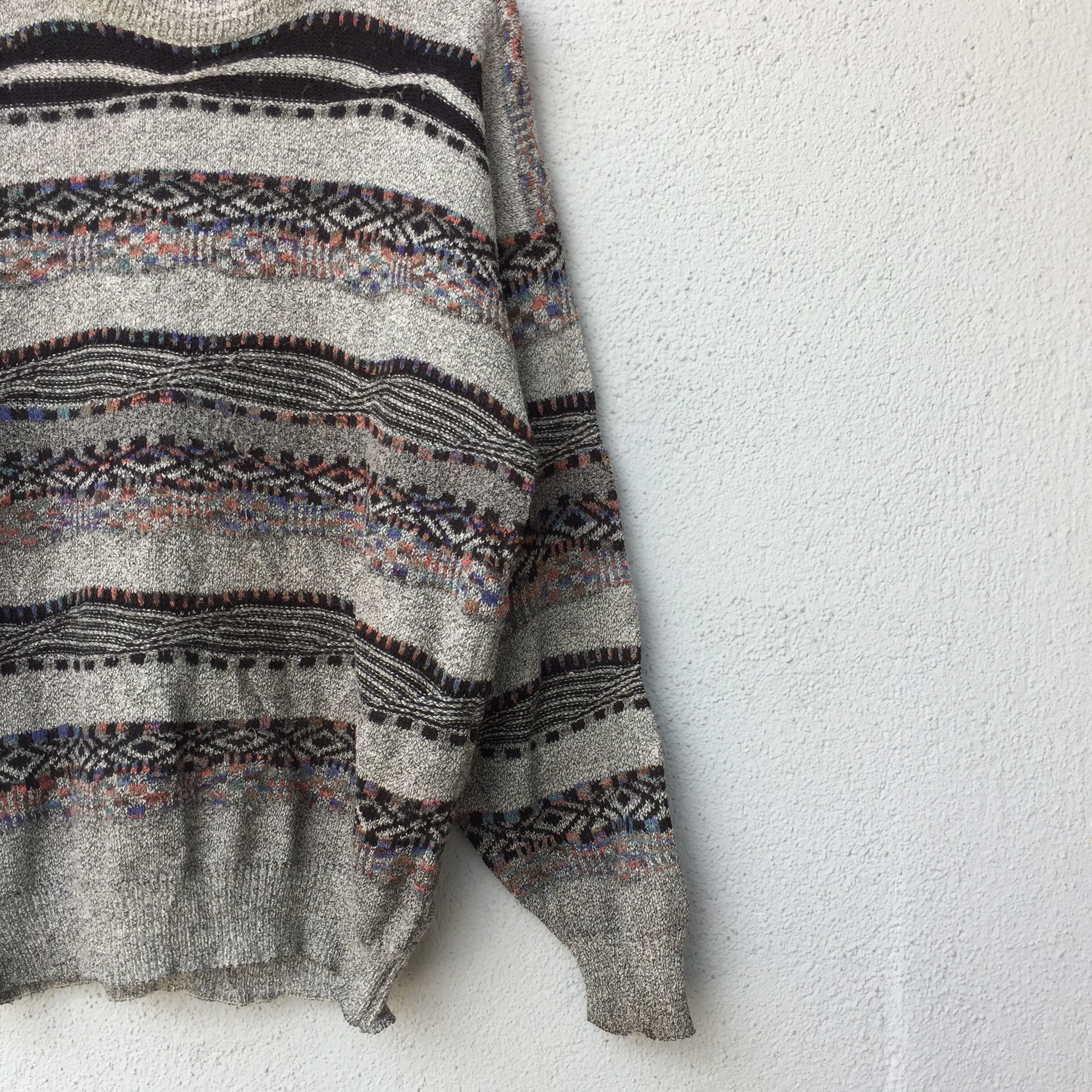 Aran Isles Knitwear Vintage Louis Pitand Striped Jumper Knitwear Sweater Size US L / EU 52-54 / 3 - 5 Thumbnail