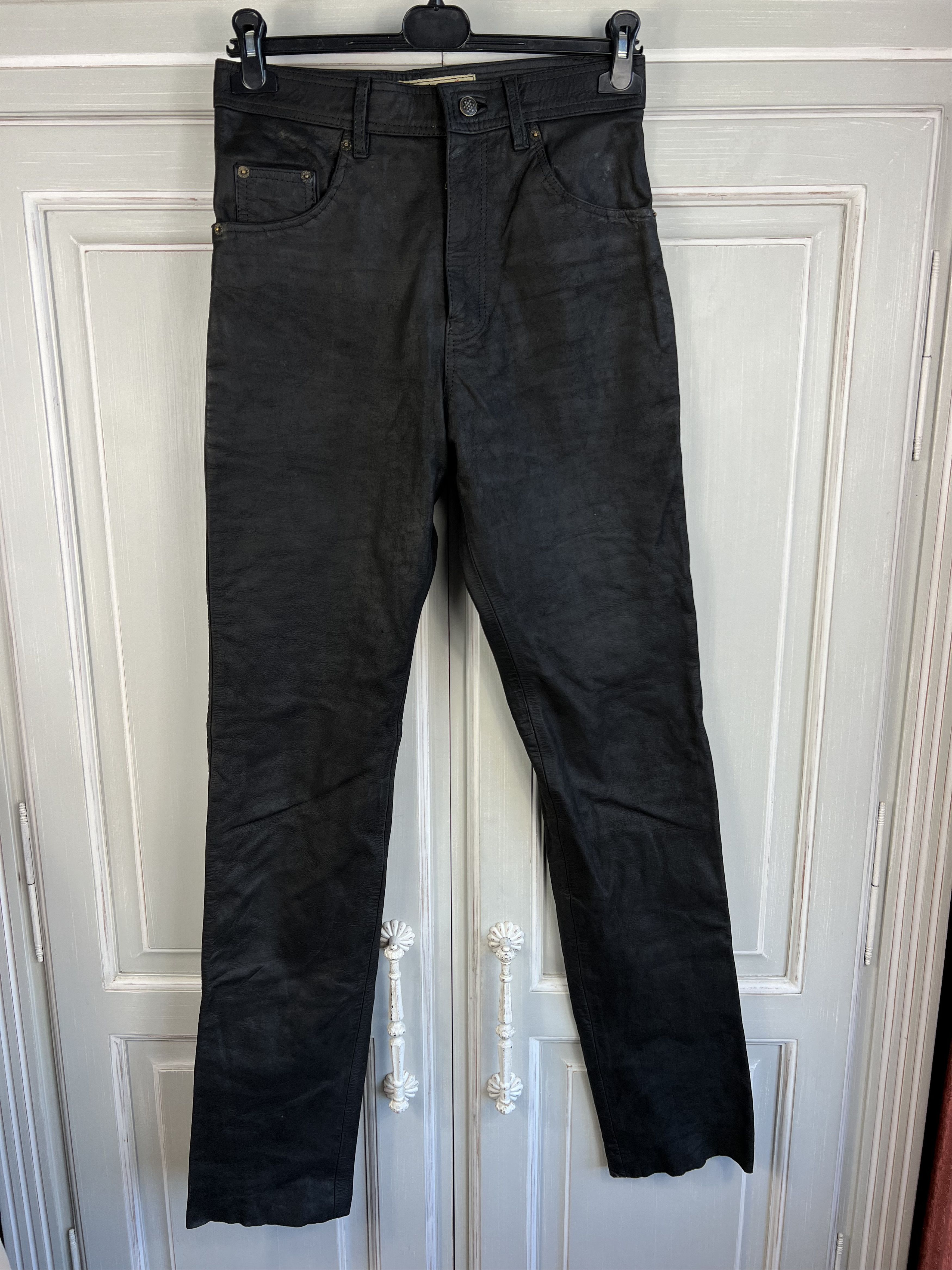 Genuine Leather GENUINE HEAVY LEATHER BIKER PANTS Y2K WALLABY Size 28" / US 6 / IT 42 - 1 Thumbnail