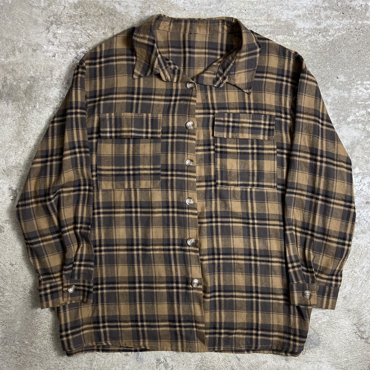 Vintage Y2K RETRO VINTAGE CHECKERED FLANNEL POCKETS OVERSHIRT № 1073 Size US XL / EU 56 / 4 - 1 Thumbnail