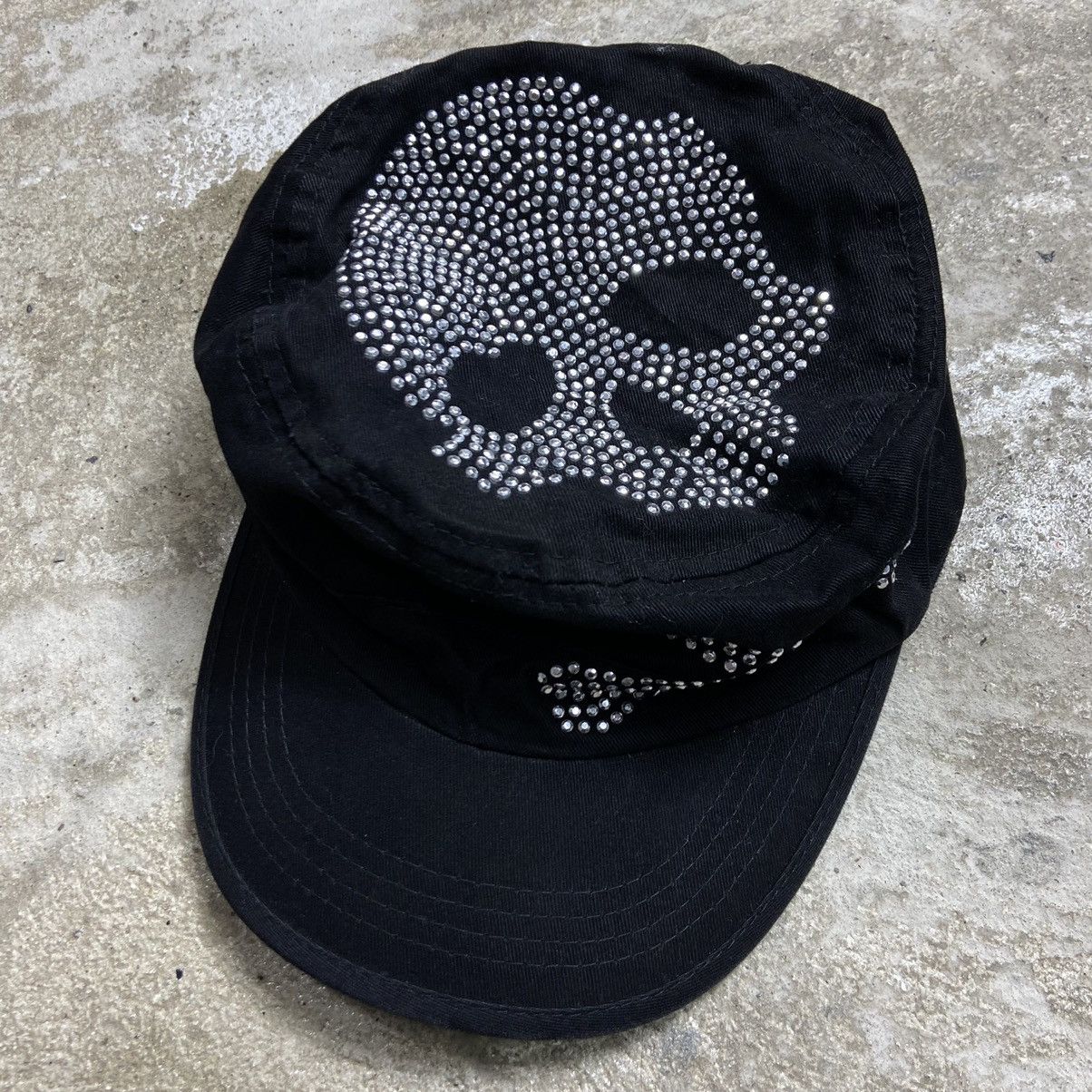 Japanese Brand SKULL SWAROWSKI Y2K RETRO PUNK RARE VINTAGE CAP - LOT № 4047 Size ONE SIZE - 1 Thumbnail