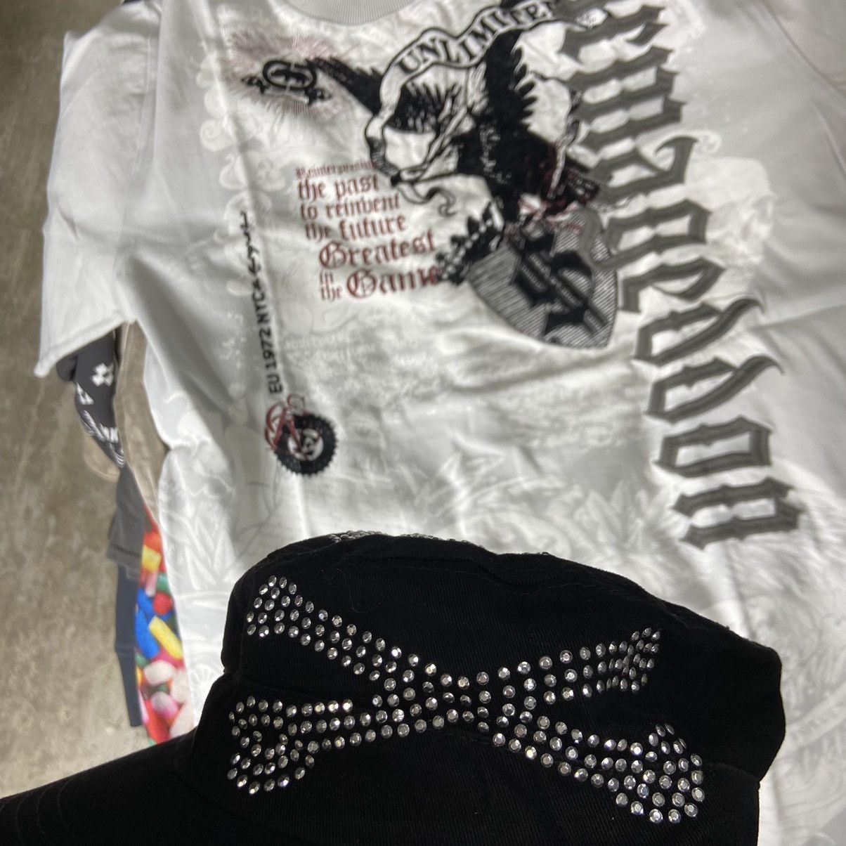 Japanese Brand SKULL SWAROWSKI Y2K RETRO PUNK RARE VINTAGE CAP - LOT № 4047 Size ONE SIZE - 6 Thumbnail