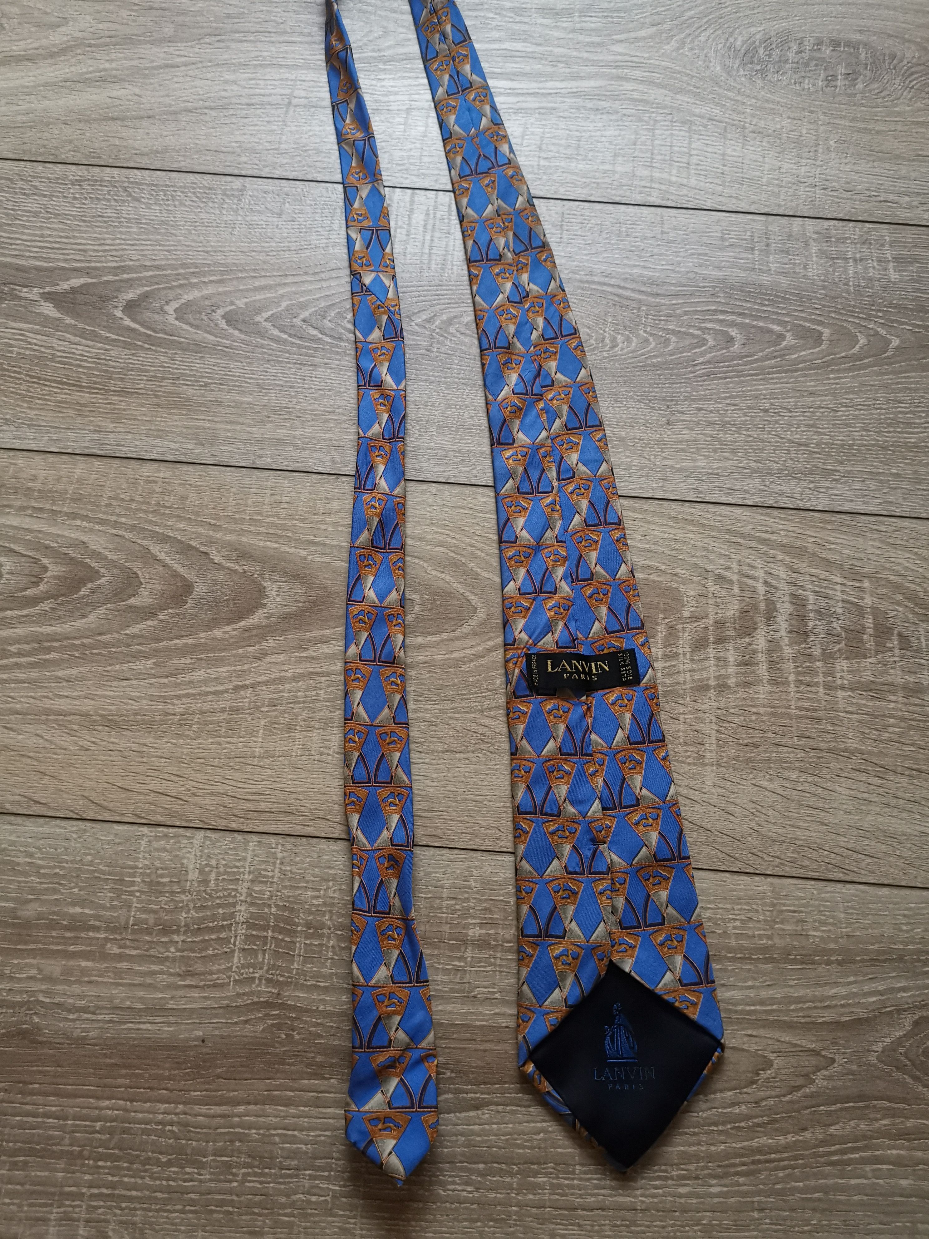 Lanvin Lanvin Multilogo blue silk tie Size ONE SIZE - 3 Thumbnail