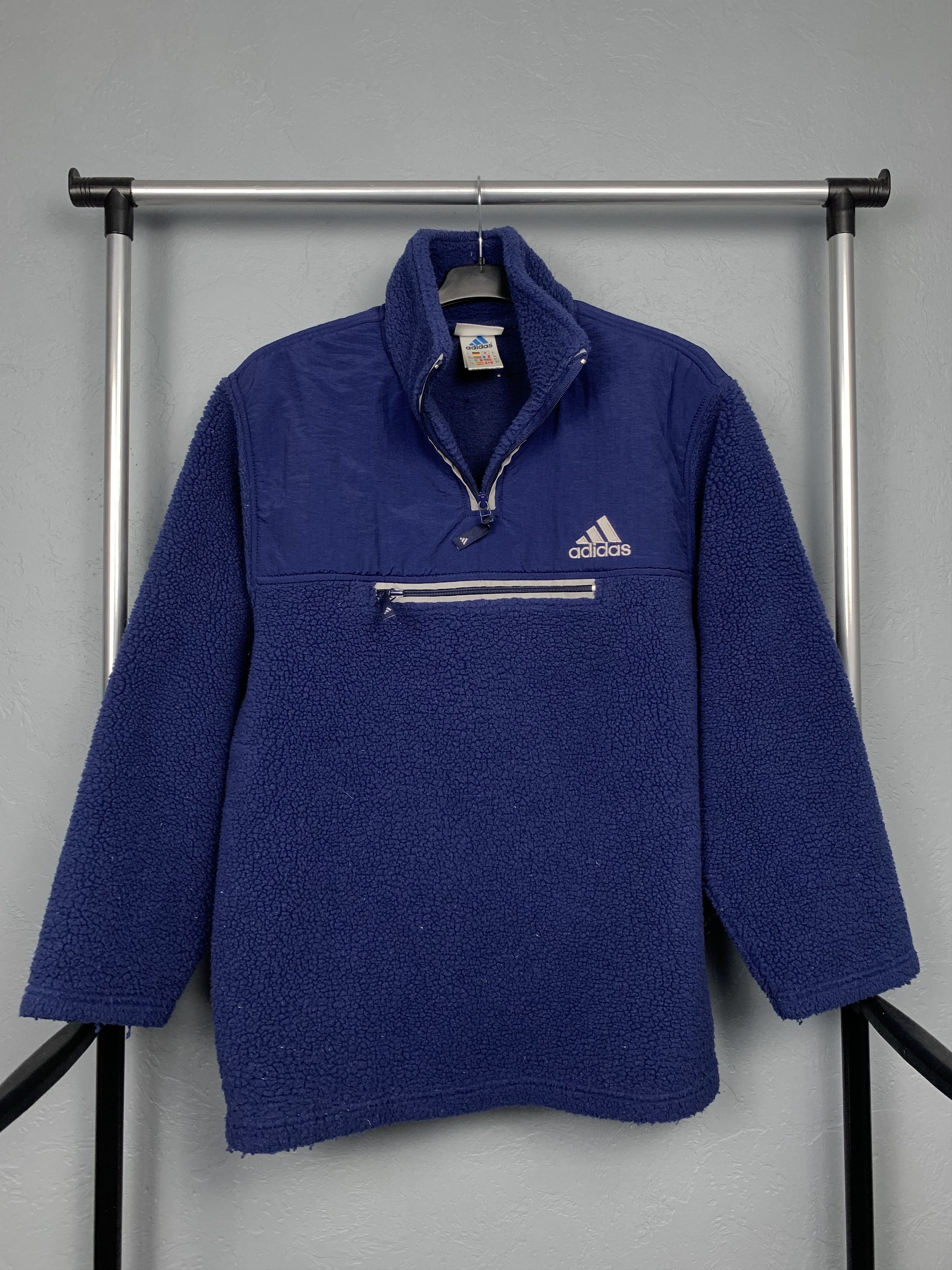 Adidas Vintage 1\4 Quarter Zip Teddy Fleece Jacket Denali