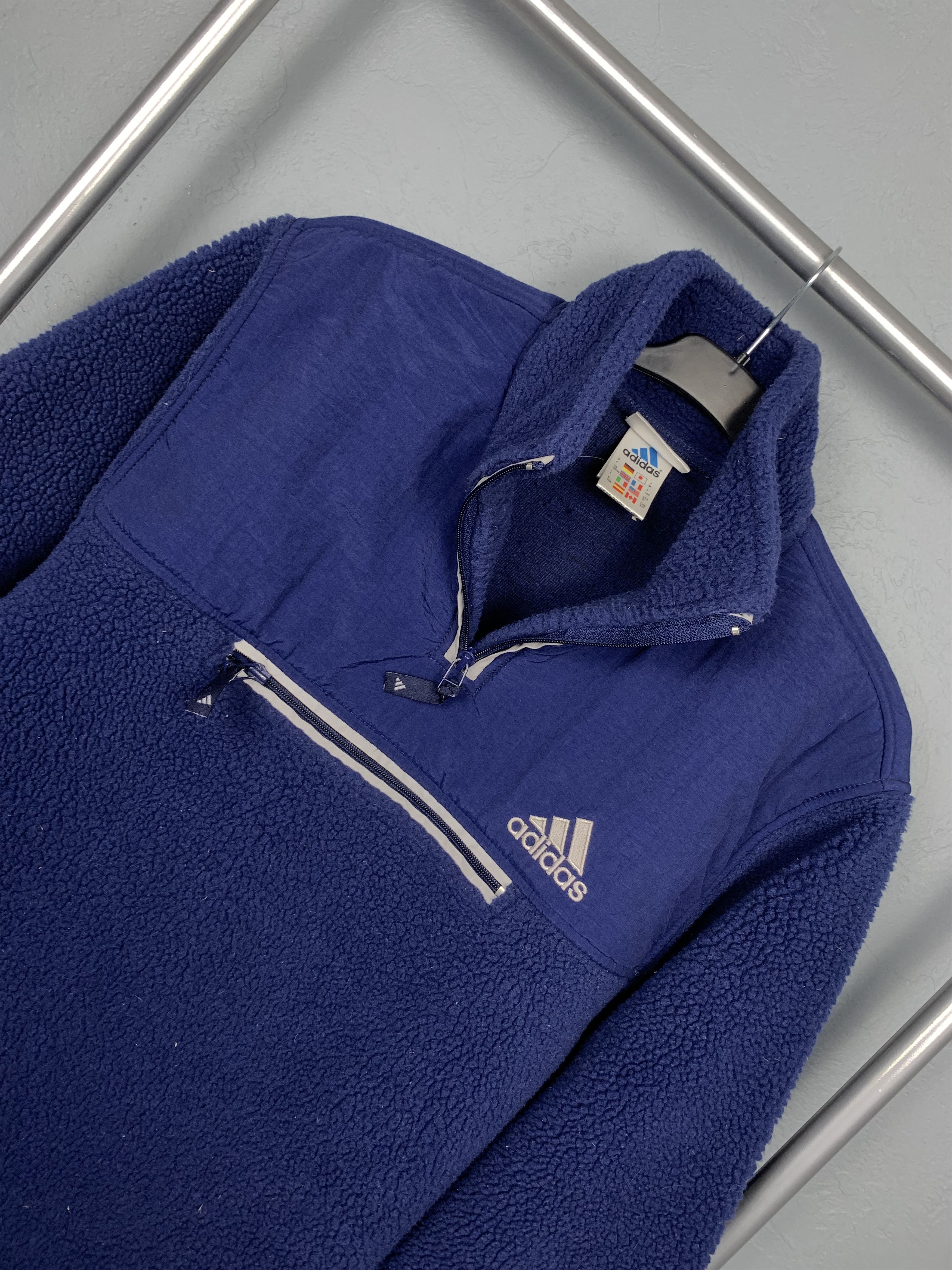 Adidas Vintage 1\4 Quarter Zip Teddy Fleece Jacket Denali