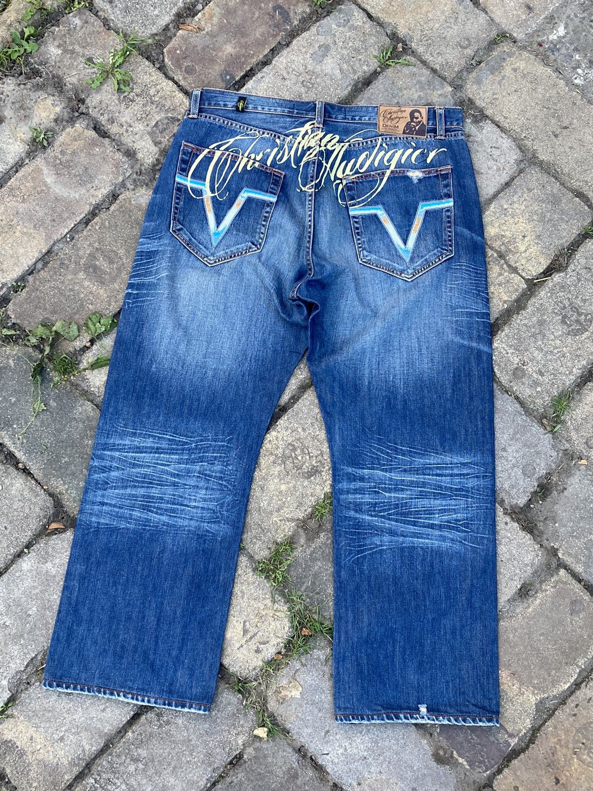 Christian Audigier Ed Hardy by Christian Audigier big logo blue denim pant Size US 38 / EU 54 - 1 Thumbnail