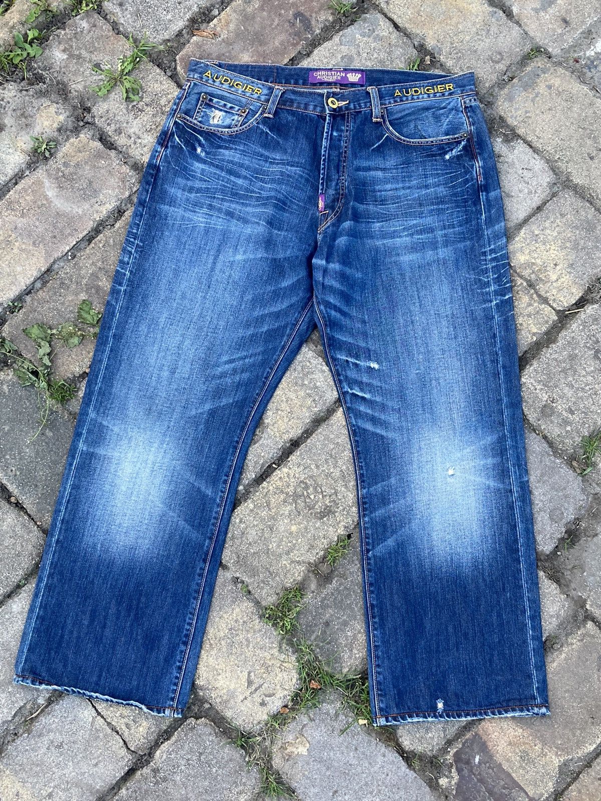Christian Audigier Ed Hardy by Christian Audigier big logo blue denim pant Size US 38 / EU 54 - 2 Thumbnail