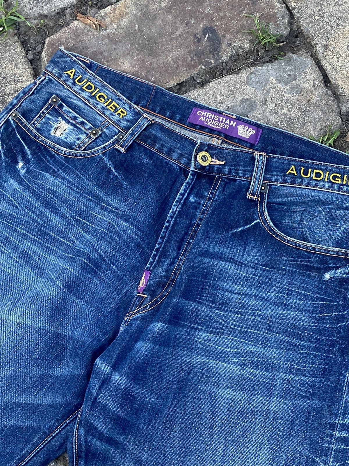 Christian Audigier Ed Hardy by Christian Audigier big logo blue denim pant Size US 38 / EU 54 - 14 Thumbnail