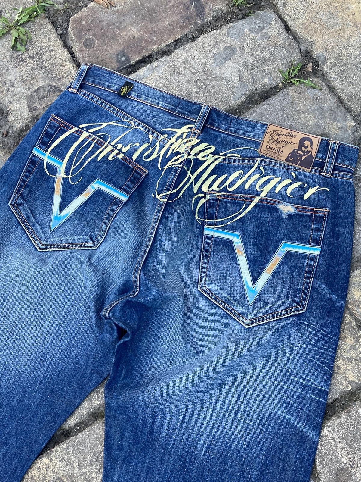 Christian Audigier Ed Hardy by Christian Audigier big logo blue denim pant Size US 38 / EU 54 - 3 Thumbnail