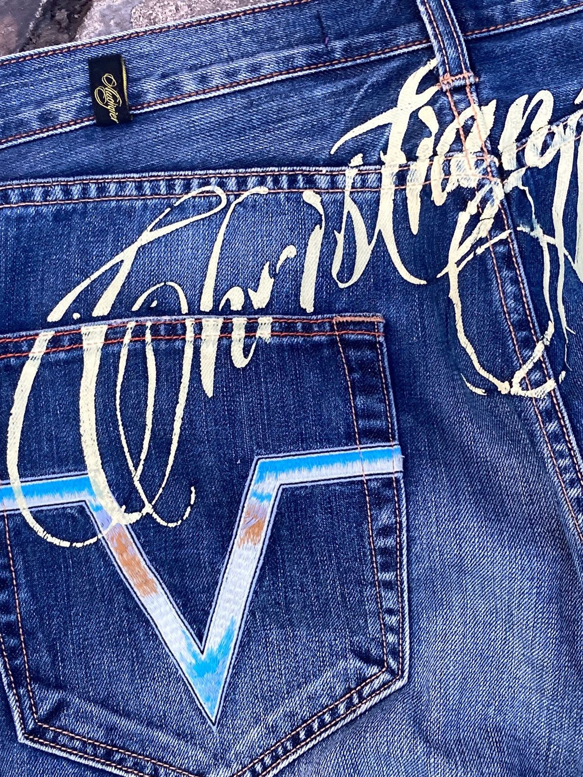 Christian Audigier Ed Hardy by Christian Audigier big logo blue denim pant Size US 38 / EU 54 - 9 Thumbnail
