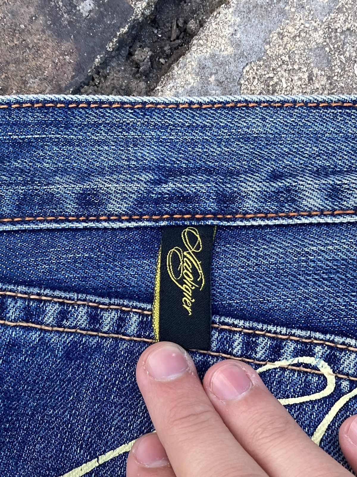 Christian Audigier Ed Hardy by Christian Audigier big logo blue denim pant Size US 38 / EU 54 - 10 Thumbnail