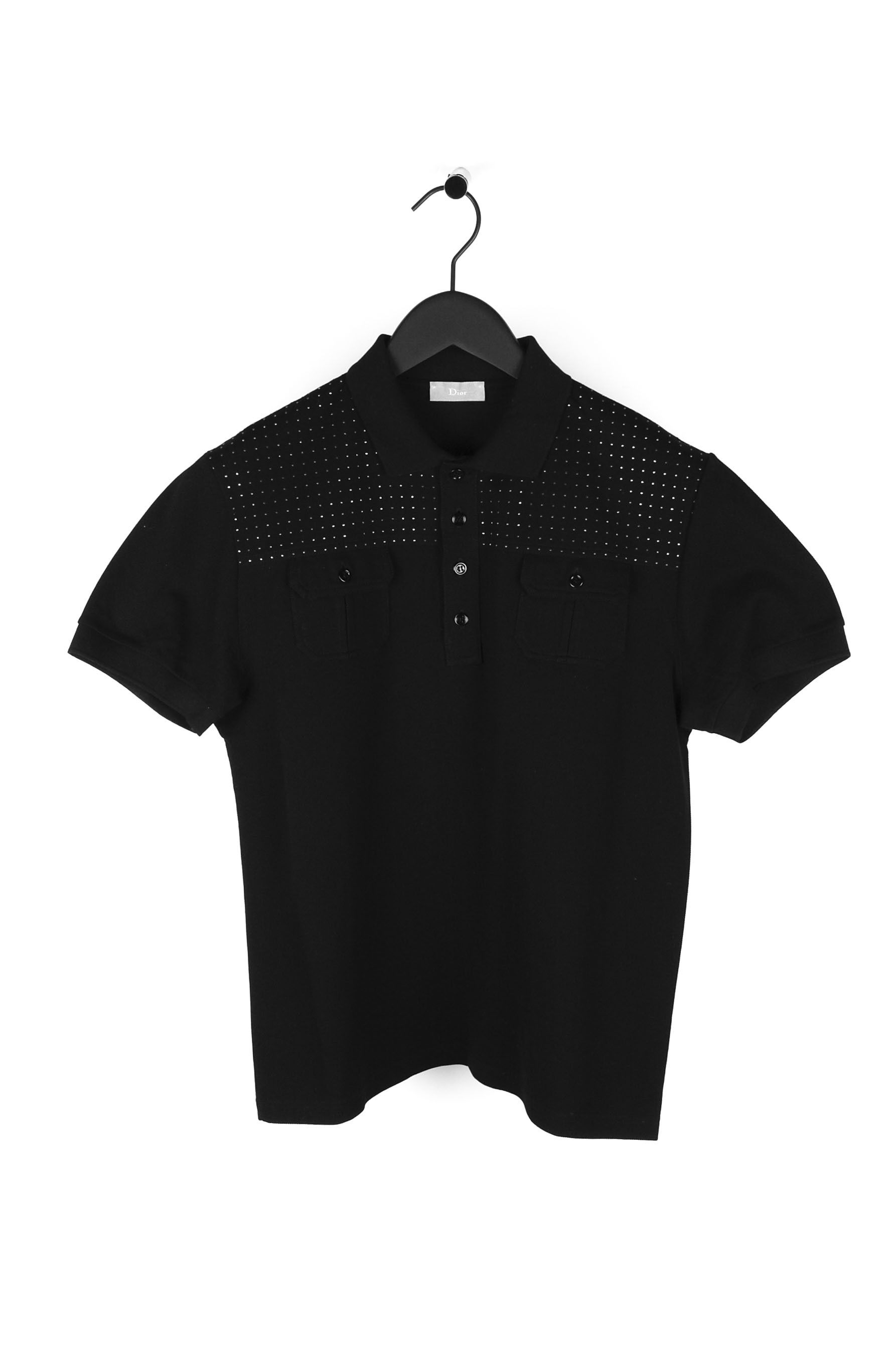 トップス Dior Homme SS06 studded polo shirt Dior Dior Homme SS06 Black Polo Shirt Rhinestones in size S | Grailed