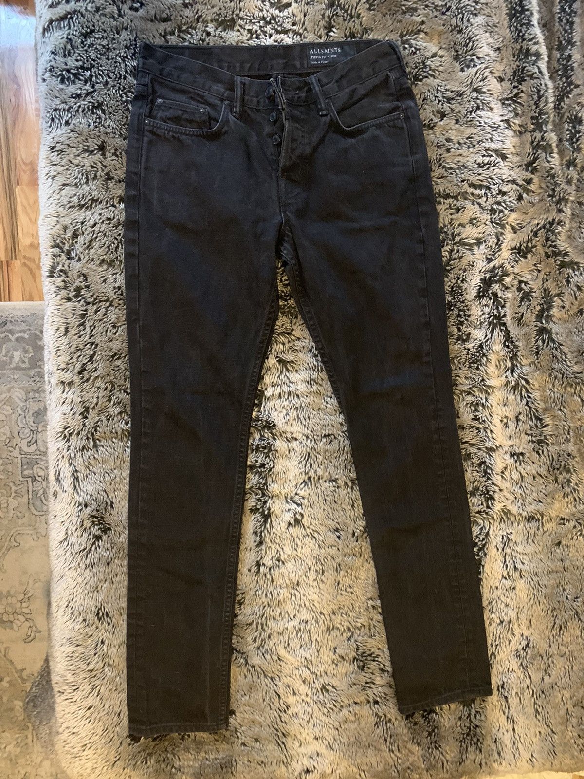 Allsaints Pistol Fit in Washed Black Jeans Denim