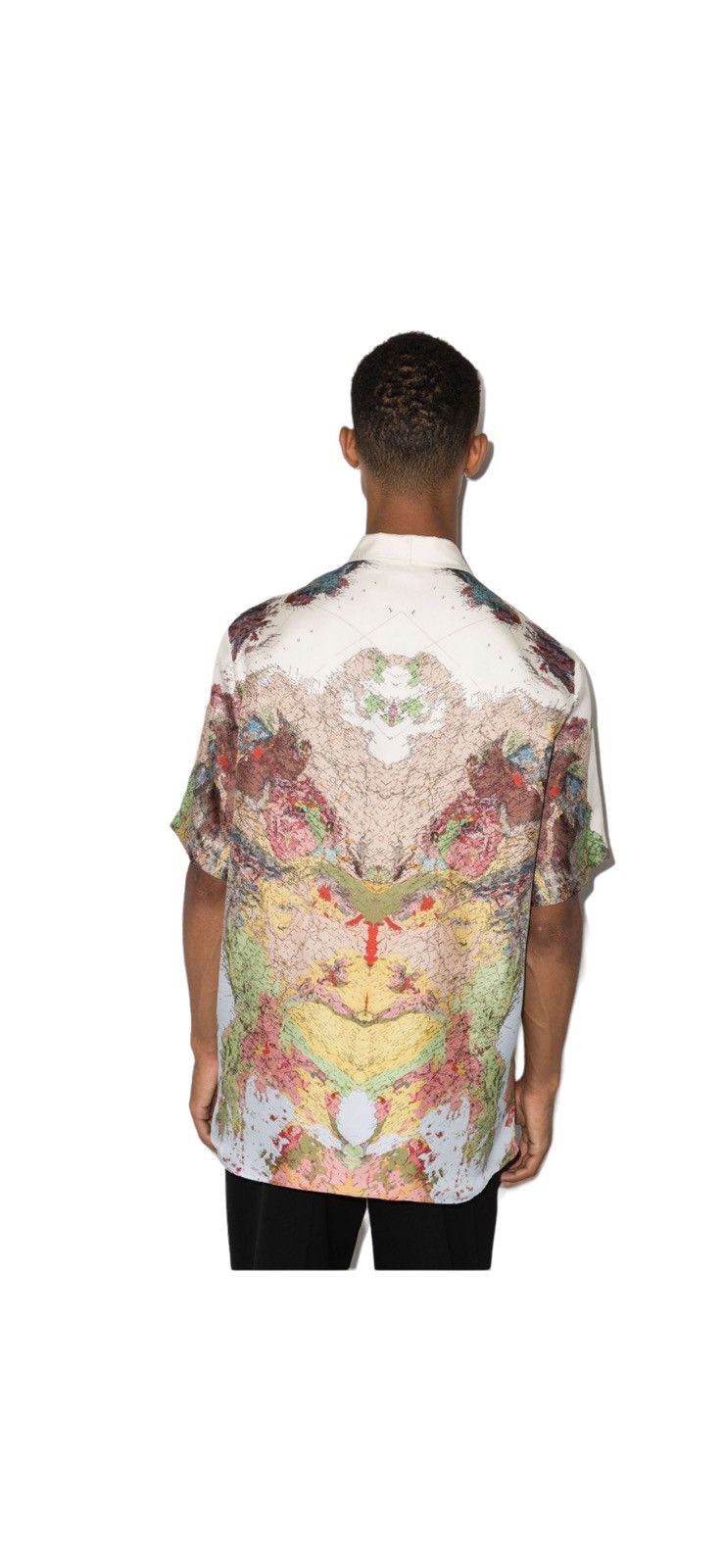 Burberry Blue Map Print Silk Shirt