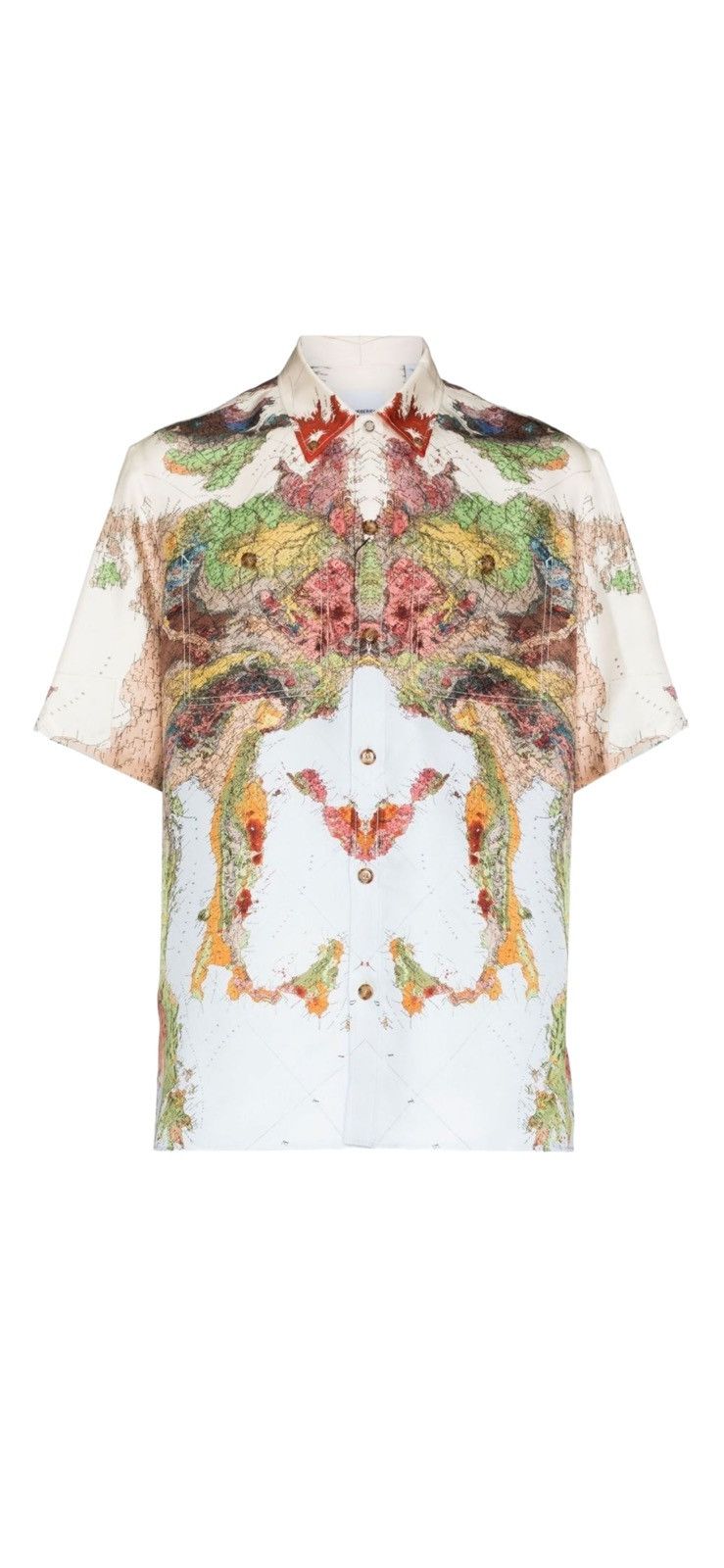Burberry Blue Map Print Silk Shirt
