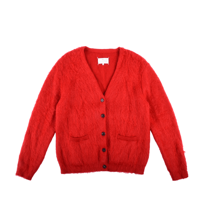 Pre-owned Maison Margiela Red Mohair Cardigan