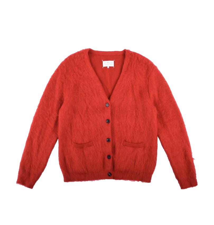 image of Maison Margiela Red Mohair Cardigan, Men's (Size Large)